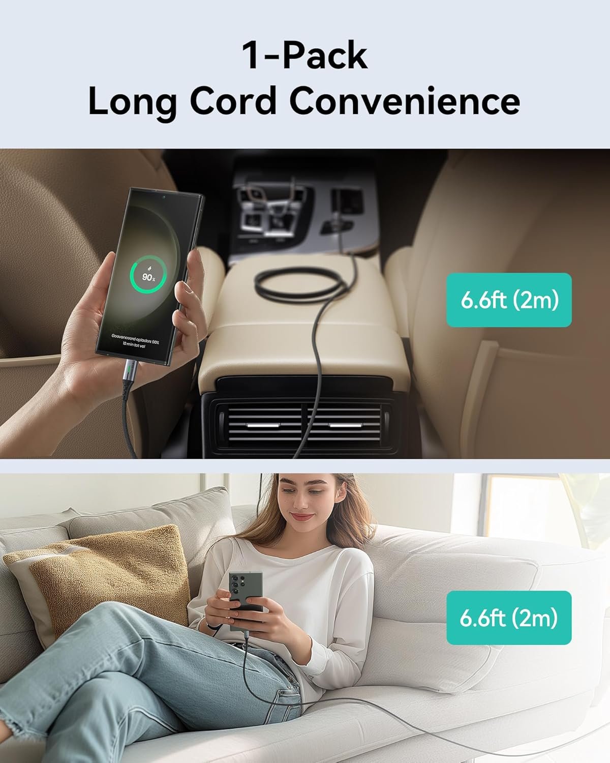 INIU USB C Cable, [2M] 100W PD USBC to USBC Charger Cable Fast Charging, Nylon Braided Type C to C Power Cord Data Cable USB-C for iPad Air MacBook Pro iPhone 16 15 Samsung Galaxy S23 S22 A9 - Image 8