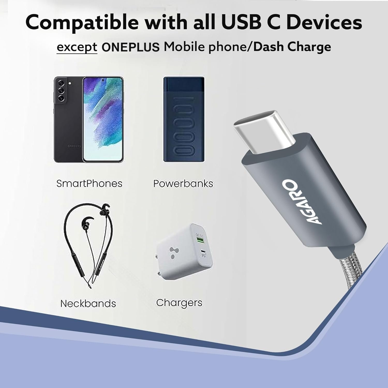 AGARO Usb-A To Type C Cable,Pack Of 2,Nylon Braided Cable,3A Fast Charging,Compatible With Type C Devices,Smartphones,Tablets Etc,Pd Technology,1M(3.2Ft),480 Mbps Data Transmission.,Grey - Image 6