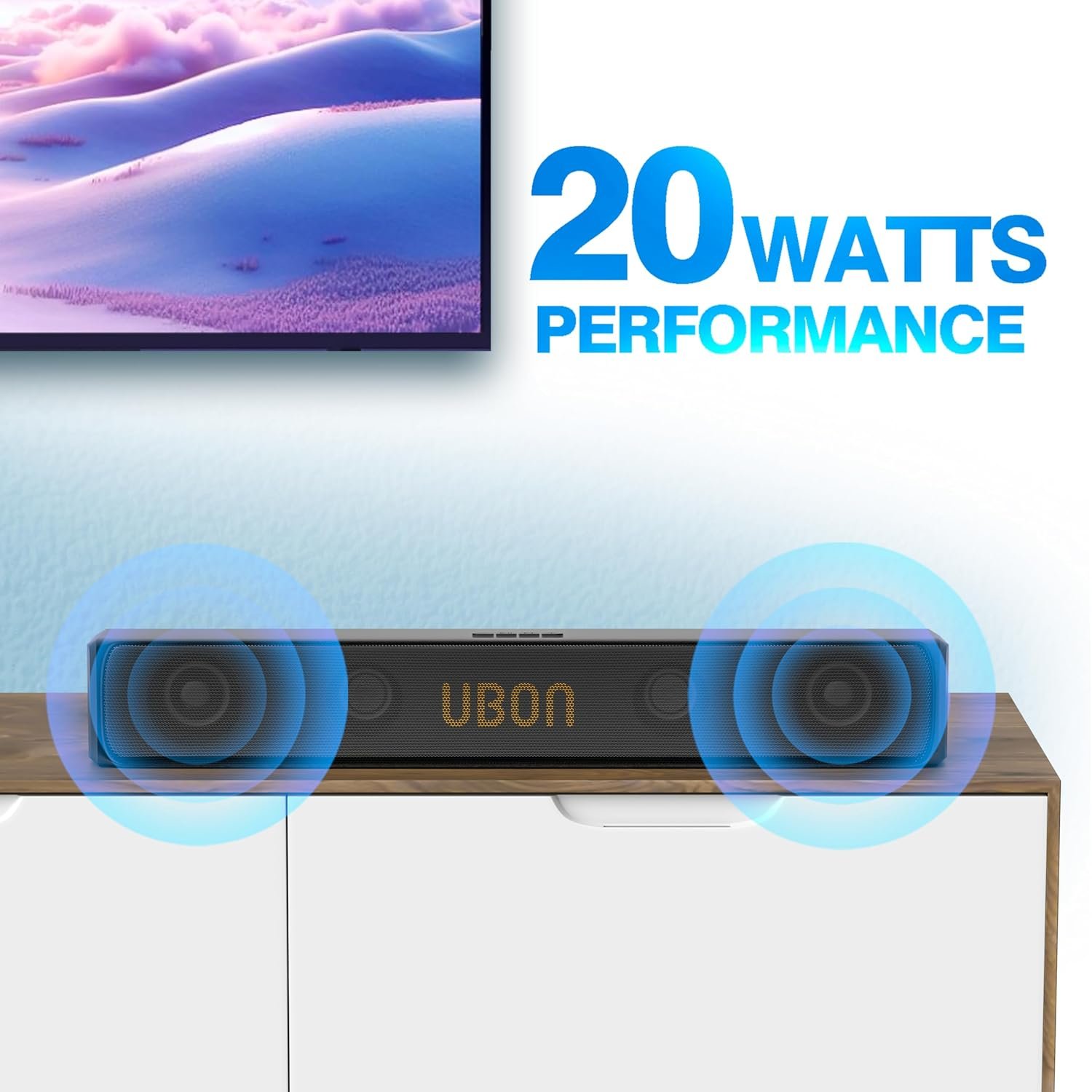 UBON Badshaah 20W BT Soundbar with 10 Hours Playtime | Bluetooth 5.3 & USB Connectivity | 2000 mAh Battery | 2X Bass (Black) - Image 3