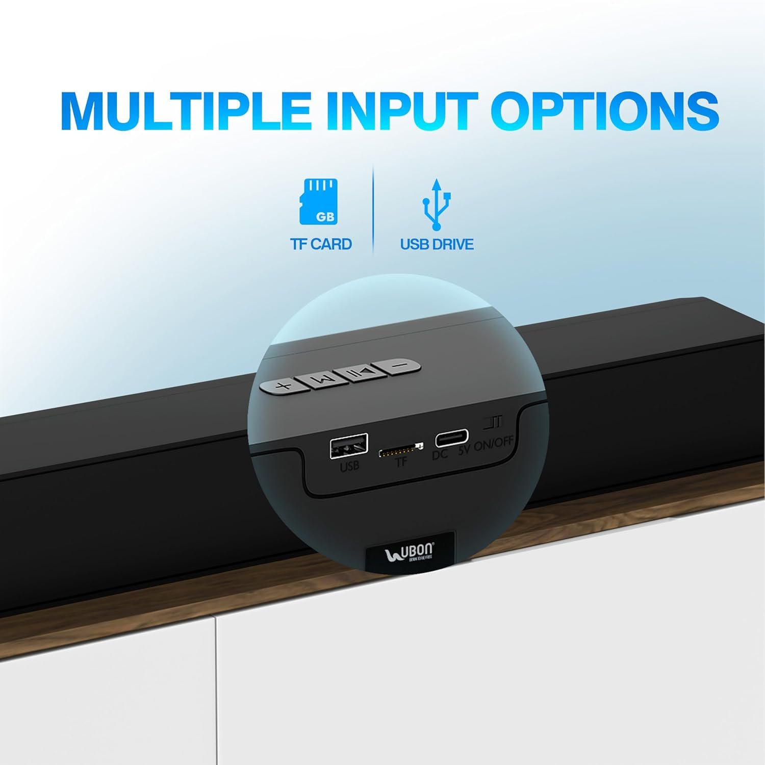 UBON Badshaah 20W BT Soundbar with 10 Hours Playtime | Bluetooth 5.3 & USB Connectivity | 2000 mAh Battery | 2X Bass (Black) - Image 4