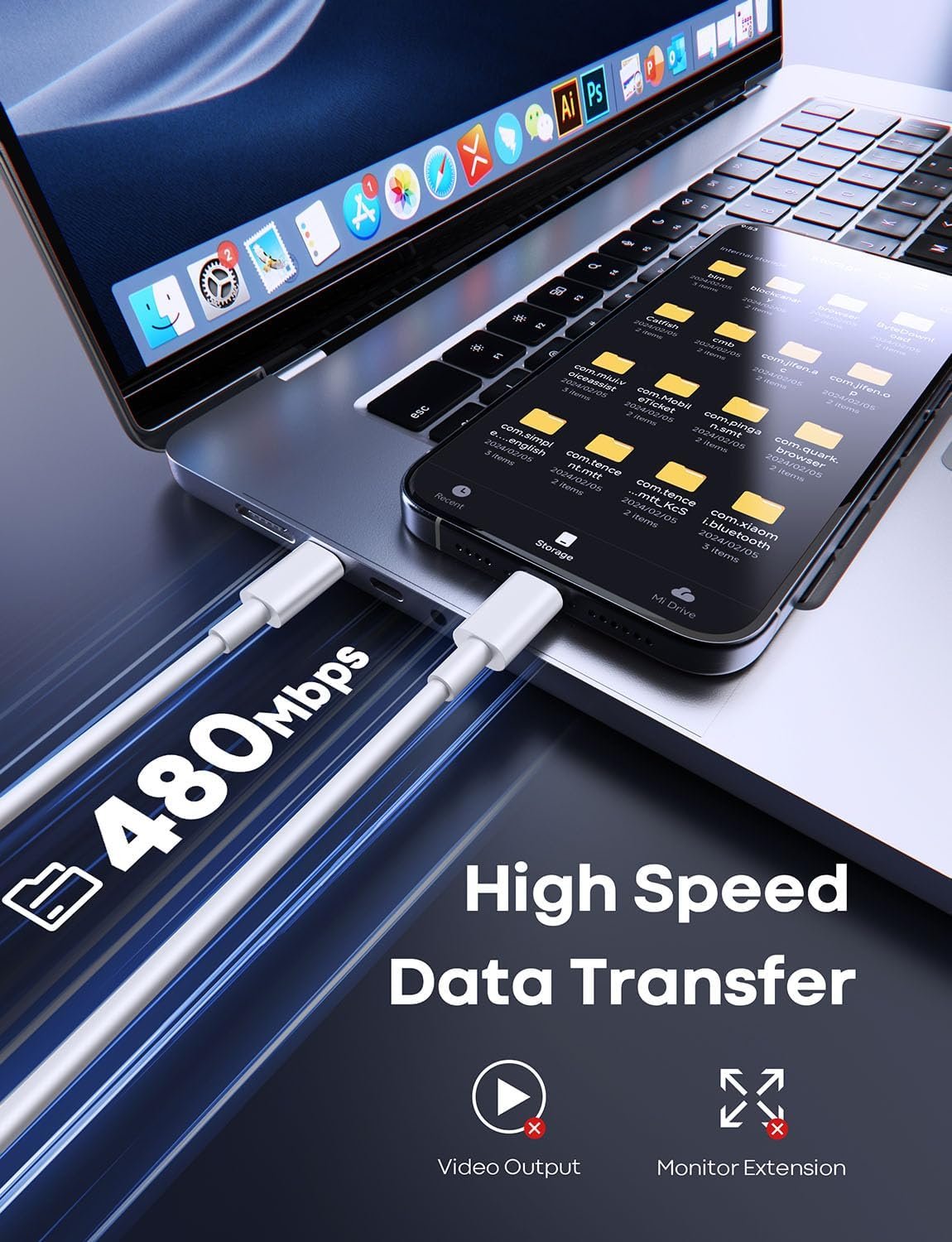 iPhone 15 USB C Charger Cable, Fast Charge Type C to Type C Charging Nylon Braided Cord Wire for Apple15/15 Plus/15 Pro Max, Ipad Pro, MacBook, Samsung S24 ultra/S23 Ultra/S22/S23 Fe 5G, White - Image 3