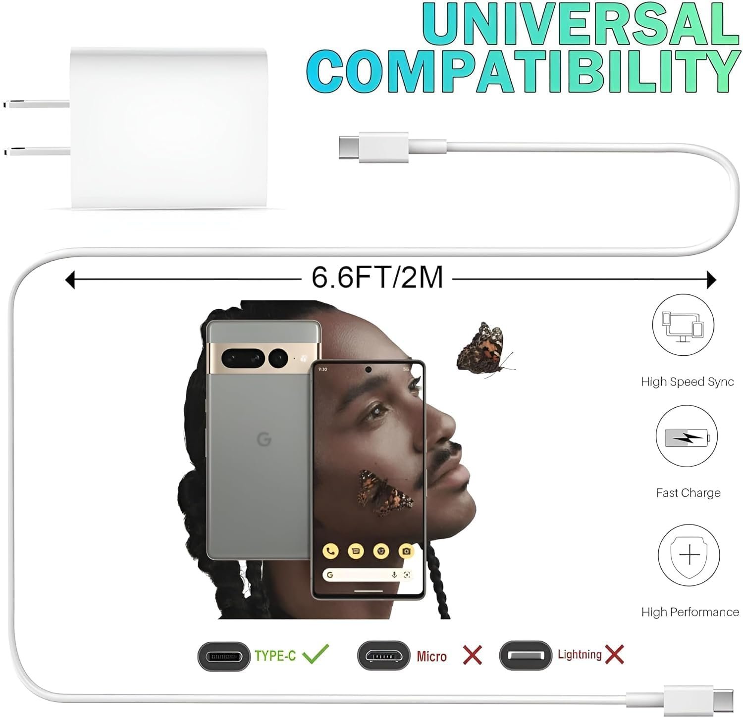 JGD Google Pixel Original Type C to Type C Mobile Data Charging Cable for Pixel 8 Pro/8/8A/7 Pro/7/7A/6 Pro/6/6A/5/ChromeBook Laptop/Buds/and Other USB C Device Support for Nothing phone 2/1, 30W - Image 5