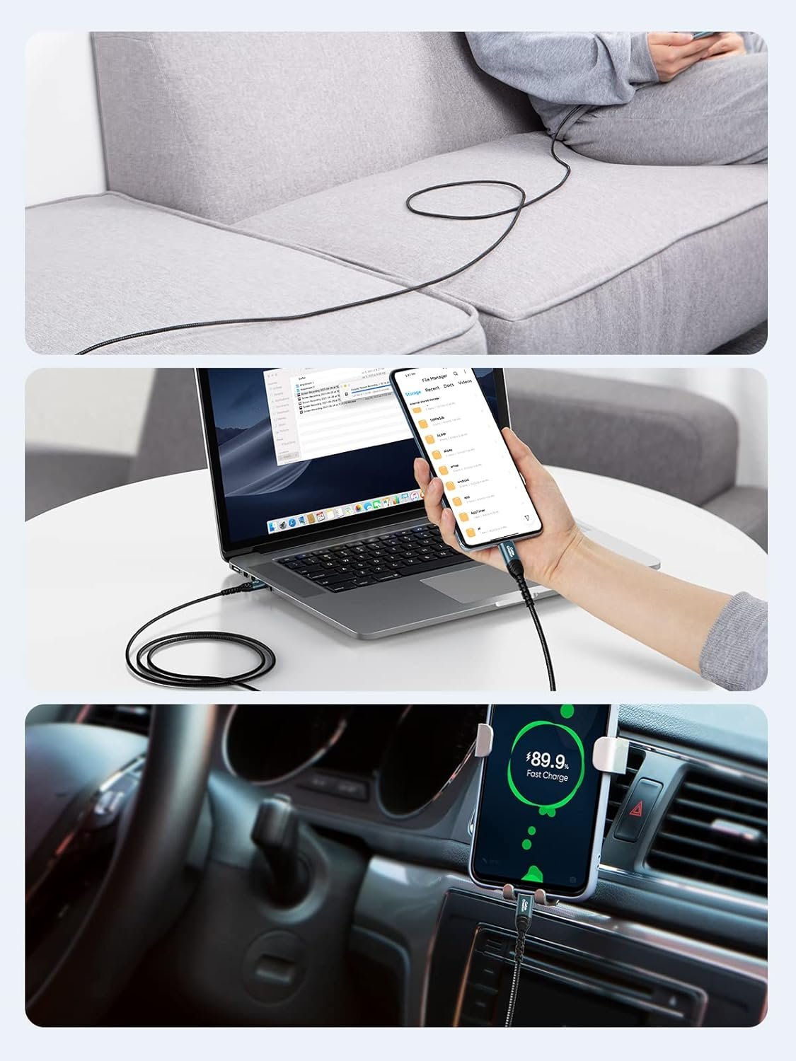 CableCreation USB Type C Cable Fast Charging 3.3FT, USB-A to USB-C Charge Double-Braided Exterior Compatible with iPad Mini Galaxy S22 S21 S20 S10 S9 Note 20 PS5 Controller, USB C Cord Blue - Image 7