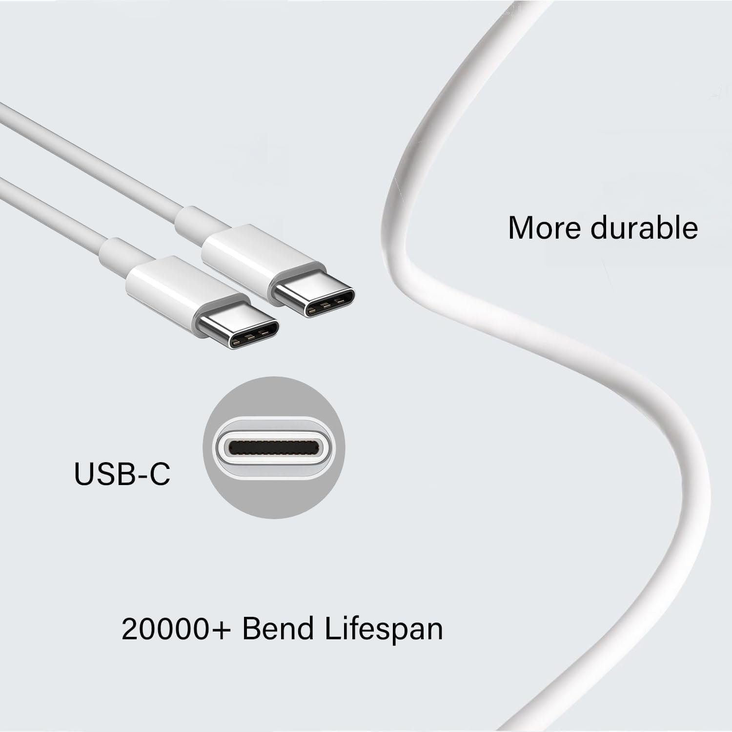 EDNITA Original USB-C to C Type 1M Fast Charging Cable (Apple MFi Certified) for iPhone 16/16 Pro/Max/15/15 Pro/Max/Samsung Galaxy S24/S23/S22/S21/iPad & More-White-Pack Of 1 - Image 3