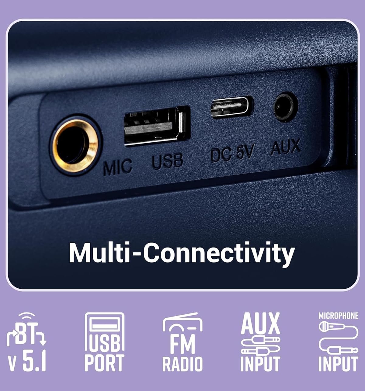 ZEBRONICS Newly Launched Rocket 200 Portable Wireless Speaker with 20W Bluetooth 5.1, FM, USB, AUX, Deep Bass,Media & TWS, Microphone Input, Karaoke,Dual 5.08cm Drives,Call Function(Blue) - Image 3