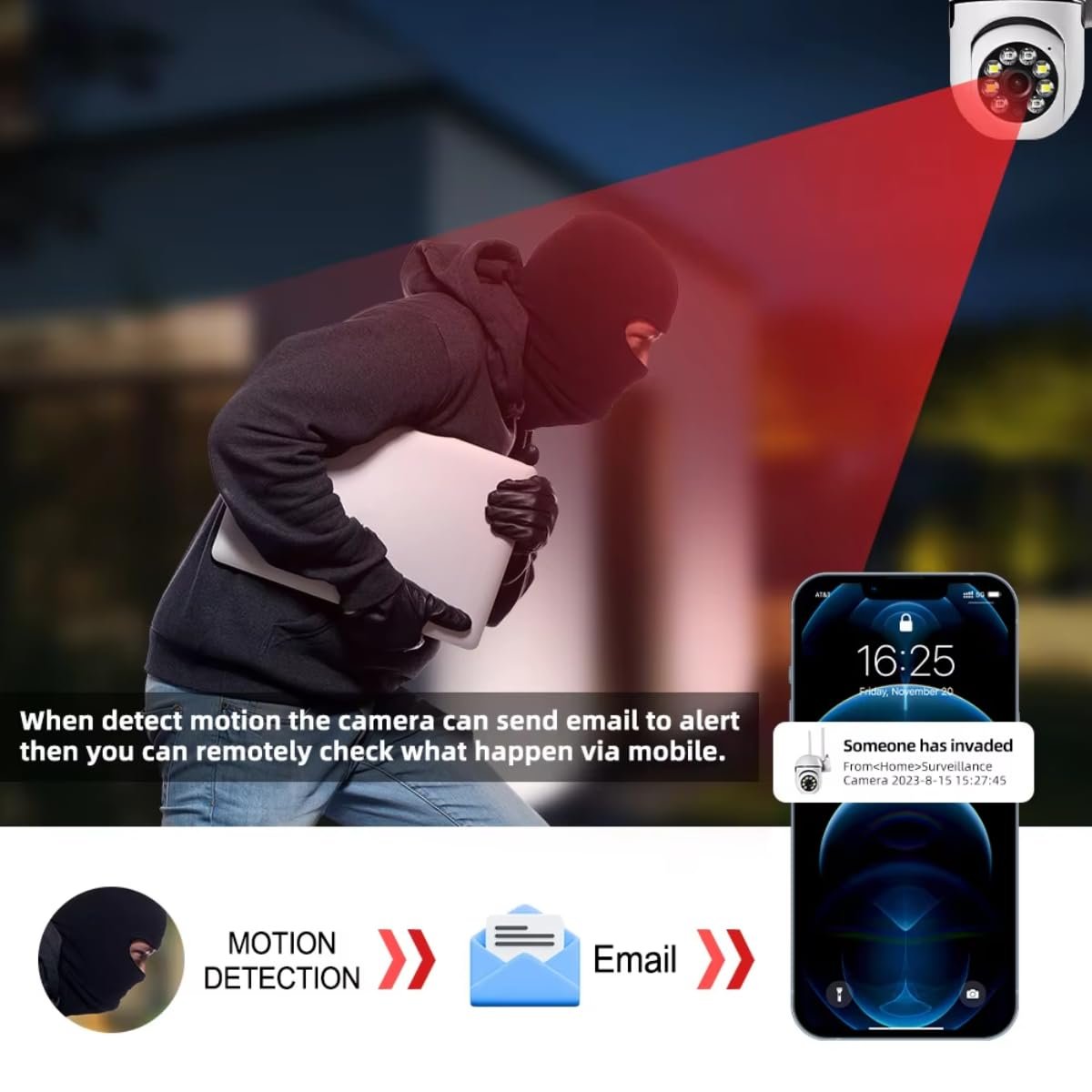 Maizic Smarthome Wi-Fi Indoor Camera 3MP HD Pan-Tilt Zoom CCTV Camera, Outdoor Indoor Security 2 Way Talk, Color Night Vision, Motion Detection, Multi User View, Support SD Card (Up to 128GB) - Image 3