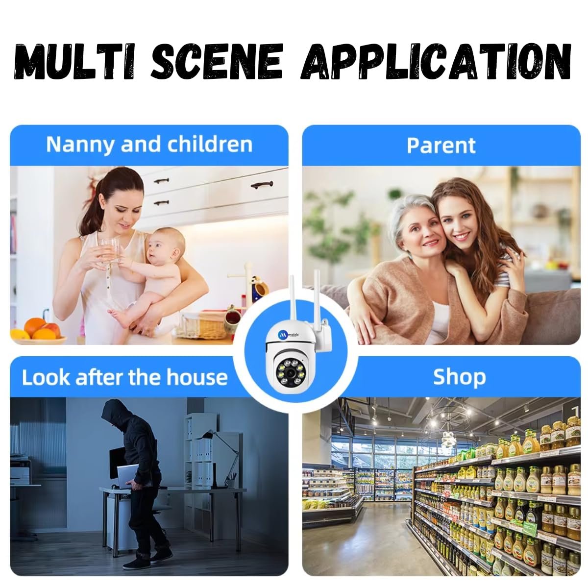 Maizic Smarthome Wi-Fi Indoor Camera 3MP HD Pan-Tilt Zoom CCTV Camera, Outdoor Indoor Security 2 Way Talk, Color Night Vision, Motion Detection, Multi User View, Support SD Card (Up to 128GB) - Image 6