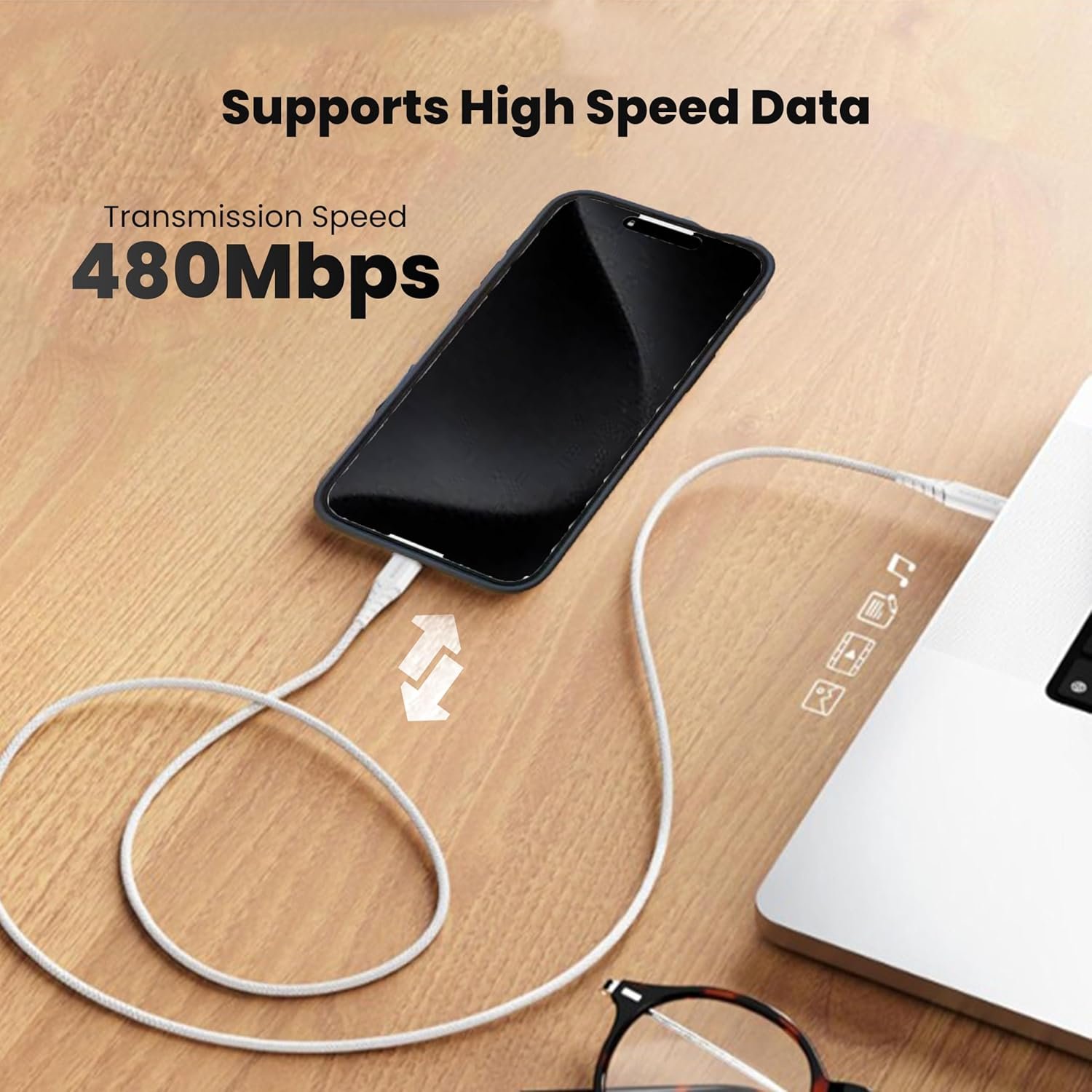 Nextech 20W USB-C to 8 Pin Fast Sync & Charge Cable | USB C to Lightning Cable 1.2M | iPhone Fast Charger Cable for iPhone 14/13/12/12 Pro Max/iPad & More - Image 3