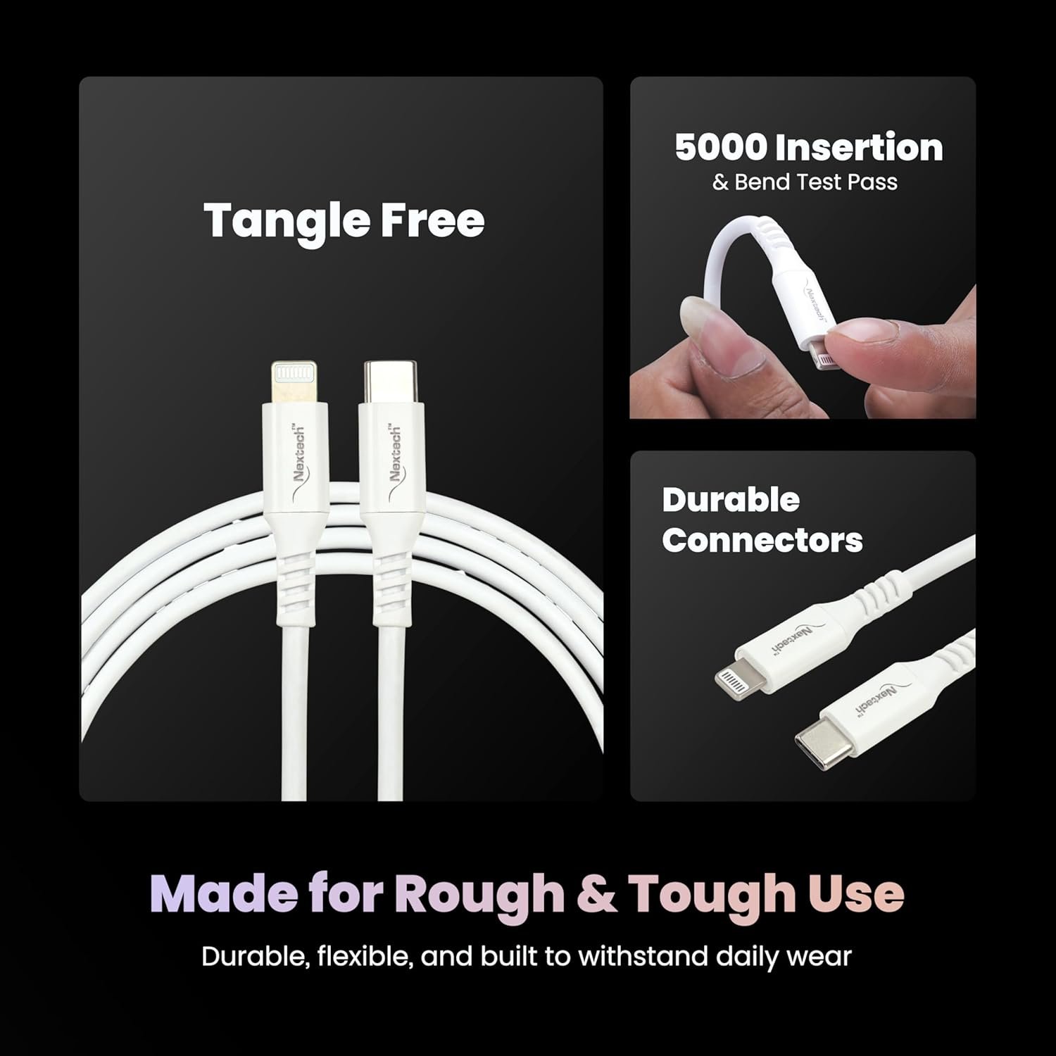 Nextech 20W USB-C to 8 Pin Fast Sync & Charge Cable | USB C to Lightning Cable 1.2M | iPhone Fast Charger Cable for iPhone 14/13/12/12 Pro Max/iPad & More - Image 6