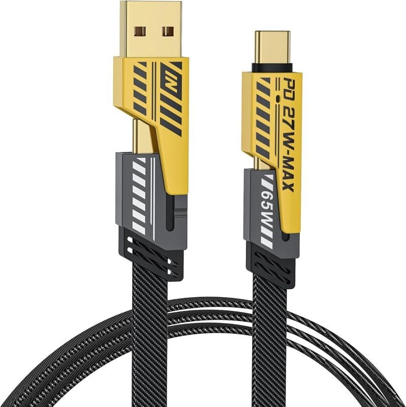 4 in 1 Fast Charging Cable For Samsung Galaxy Fold 5G Original Quick Charge Cable Speed Upto 3.4 Amp iOS Type-C Devices Android Smartphone with 1.2m - (Black, SZ.L) - Image 2