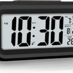 AERYS Digital Alarm Clock with Automatic Sensor, Date and Temperature Display, Compact Desk Table Clock for Students, Home, Office, Bedroom, Living Room,Home Decor, Corporate Use (Black Digital)
