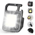 DOTCOM LED Mini Cob Keychain and Magentic Flashlight Portable USB Rechargeable Light 3 Light Modes with Folding Bracket,for Walking Camping?Square?,Black, 1000 Lumen