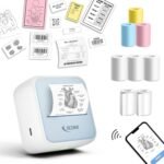 SEZNIK Mini Wireless Monochrome Home Inkjet Printers, Inkless, Bluetooth, Portable Pocket Printer, Compatible with Android, iOS Mobile. 1 Year Warranty (Minix-Blue)