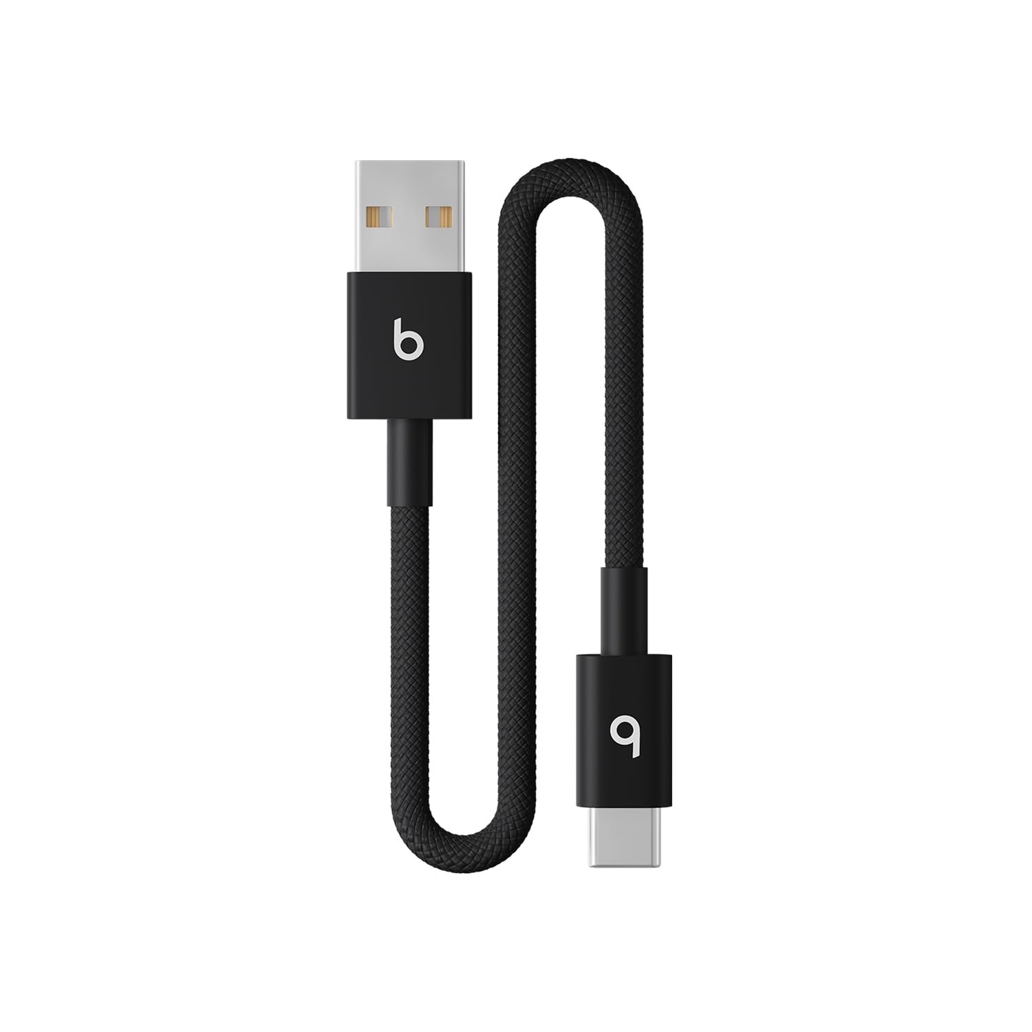 Beats USB-A to USB-C Woven Short Cable, Fast Charging, Durable/Tangle-Free, Compatible Charger for Apple & Android USB-C Devices (20 cm) – Bolt Black - Image 2