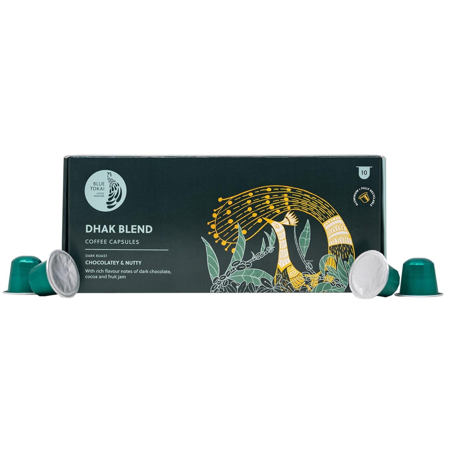 Blue Tokai Coffee Roasters Aluminium Capsules|Dhak Blend - Dark Roast|100% Arabica | Speciality Coffee | 10 Pods In Pack | Nespresso Competible Coffee Pods - Image 2