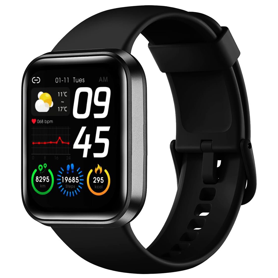 Bouncefit M I D116 Fitness Band Smart Watch for Men, Women, Boys, Girls, Kids – Single Touch Interface, Water Resistant, Workout Modes, Quick Charge Sports Smartwatch – Black - Image 2