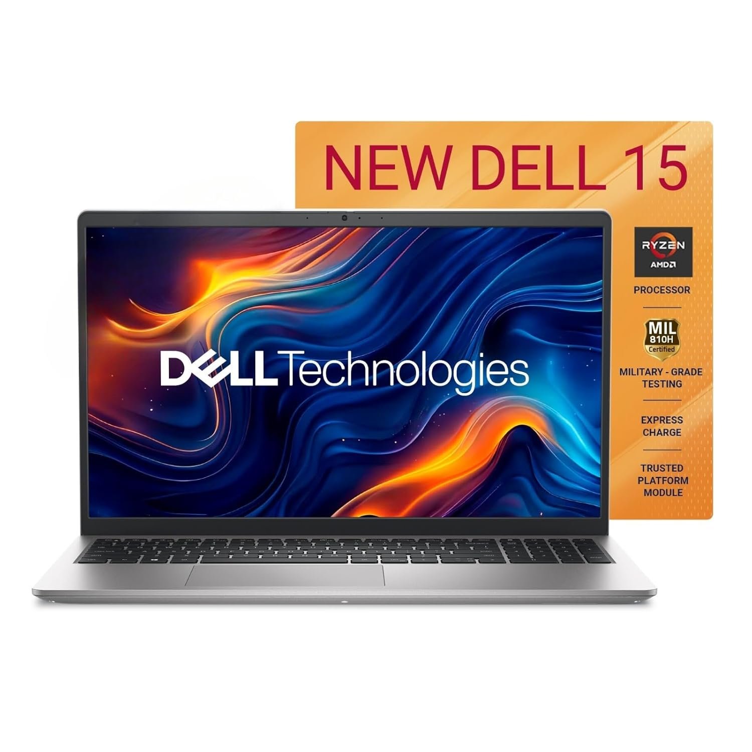 Dell 15, AMD Ryzen 7-7730U, 16GB DDR4, 512GB SSD, FHD 15.6"/39.6 cm, Windows 11, Office H&S 2024, Platinum Silver, 1.63 Kg, 120Hz 250 nits, AMD Radeon Graphics, Standard Keyboard, Thin & Light Laptop - Image 2