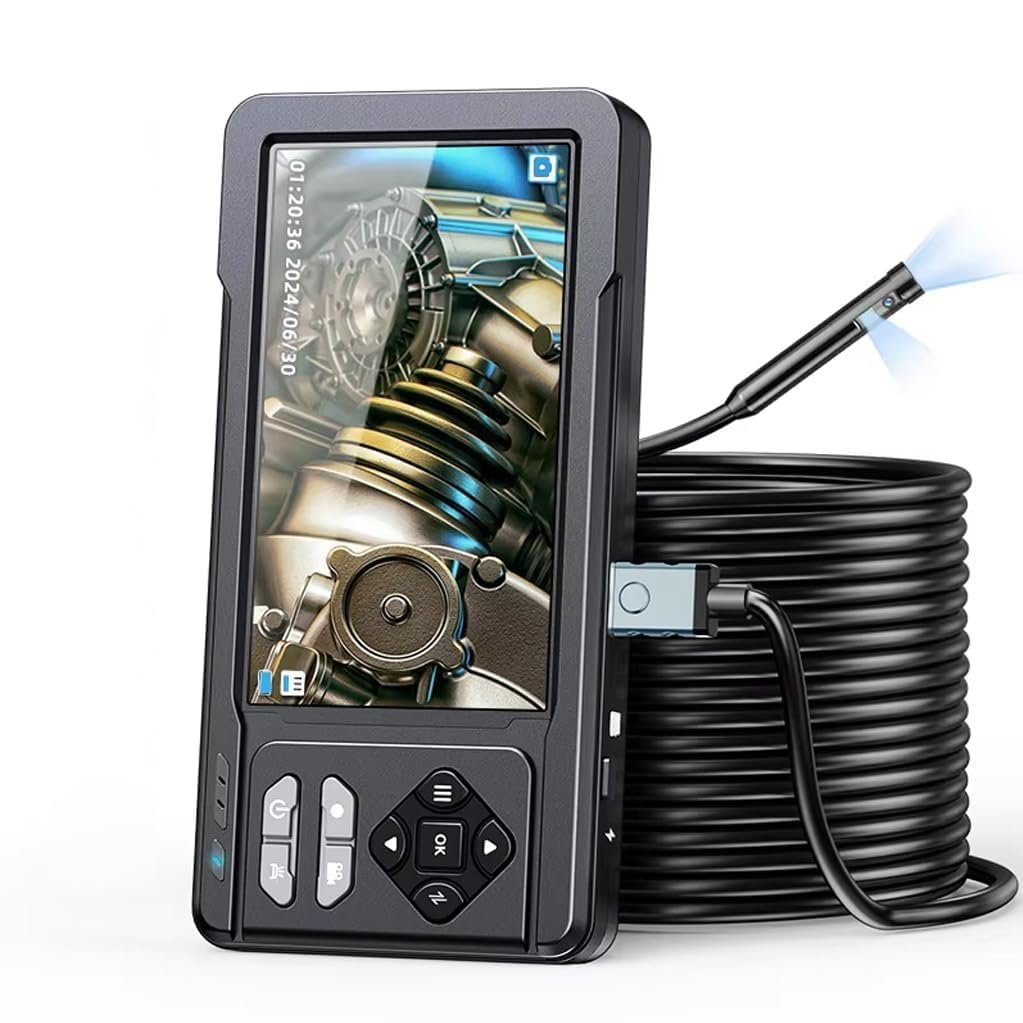ETZIN Dual Lens Industrial Endoscope, 1080P Digital Borescope Inspection Camera with 7.9mm IP67 Waterproof, Sewer Camera with 4.3" LCD Screen, 7 LED Lights,16.5FT Semi-Rigid Cable, EPL-1341IM - Image 2
