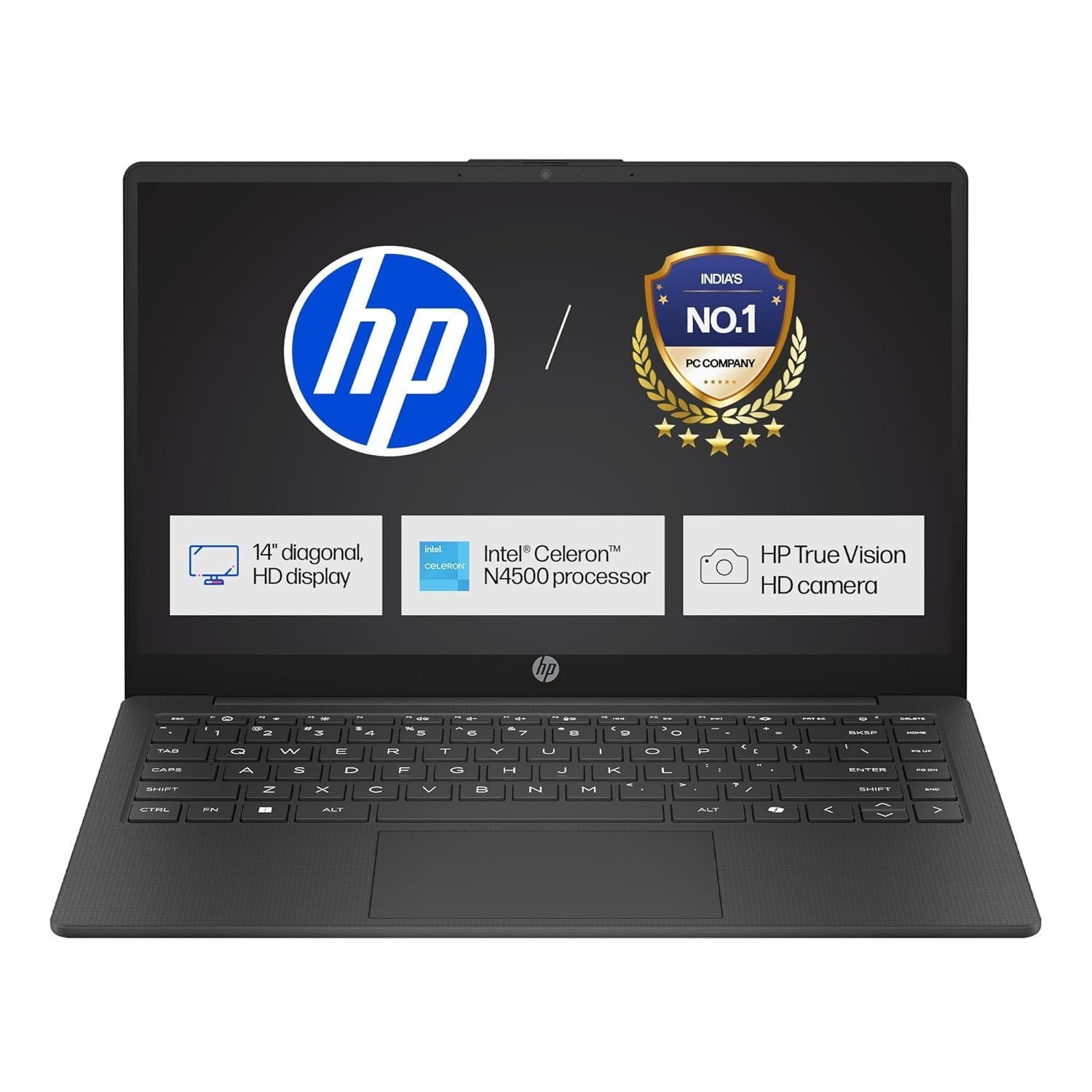HP 14s Intel Celeron Dual Core N4500 Laptop (8GB/512GB SSD/Win 11) 14.0" HD Display, MSO 24, Black, 1.46kg, DQ3149TU Thin and Light Business Laptop - Image 2
