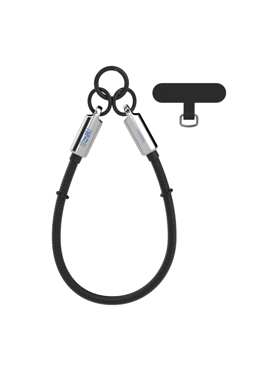 Hagibis USB C Cable with Phone Lanyard, Portable 240W Fast Charging Cable with 480Mbps Data Transfer, Short Type-C to C Cable Wrist Lanyard for iPhone 17 16 15 Pro Max, iPad Pro (Silver, 30cm) - Image 2