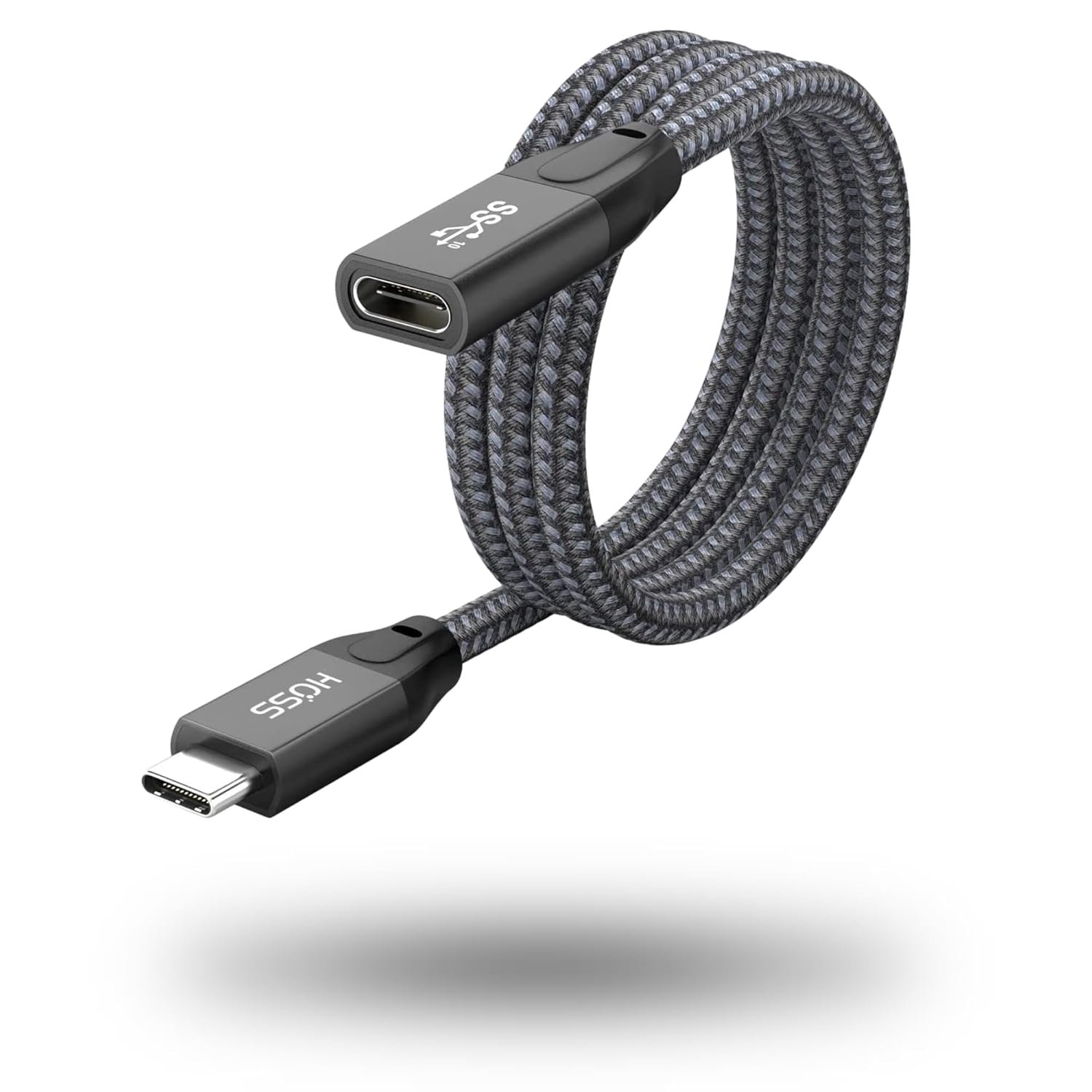 Hoss® Type C Extension Cable, USB 3.1 Gen 2 X 2 (20 Gbps) USB C Male to Female Extension Fast Charging Cable Compatible with Thunderbolt 3 MacBook Pro - 3.3 Feet (1 Meters) – (Black) - Image 2