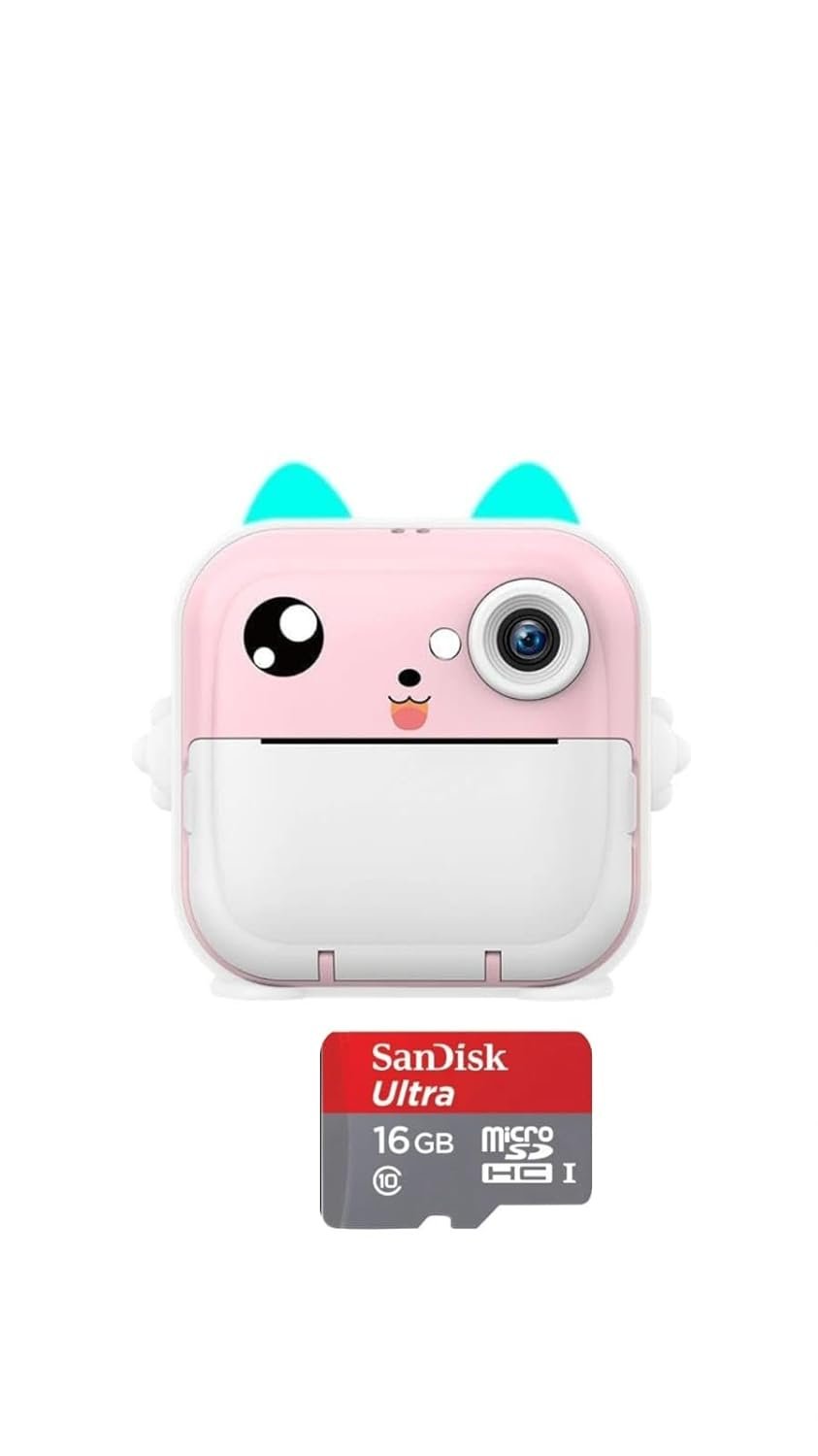 Instant Print Camera for Kids, Christmas Birthday Gifts for Girls Boys, Digital Camera with 1080P Videos, Portable Instant Camera Printer Toy for 6+ Years Old Kids Pink Premiun with 16 gb SD Card - Image 2