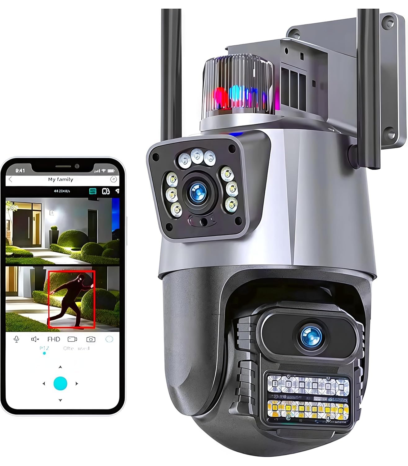 KTG 6MP Outdoor WiFi CCTV Camera for Home Office Farm Construction Outdoor -2k High Definition CCTV, Weatherproof Camera with Night Vision Ai Motion Detection 2way Calling/Sd Card/Cloud (Dual PTZ) - Image 2