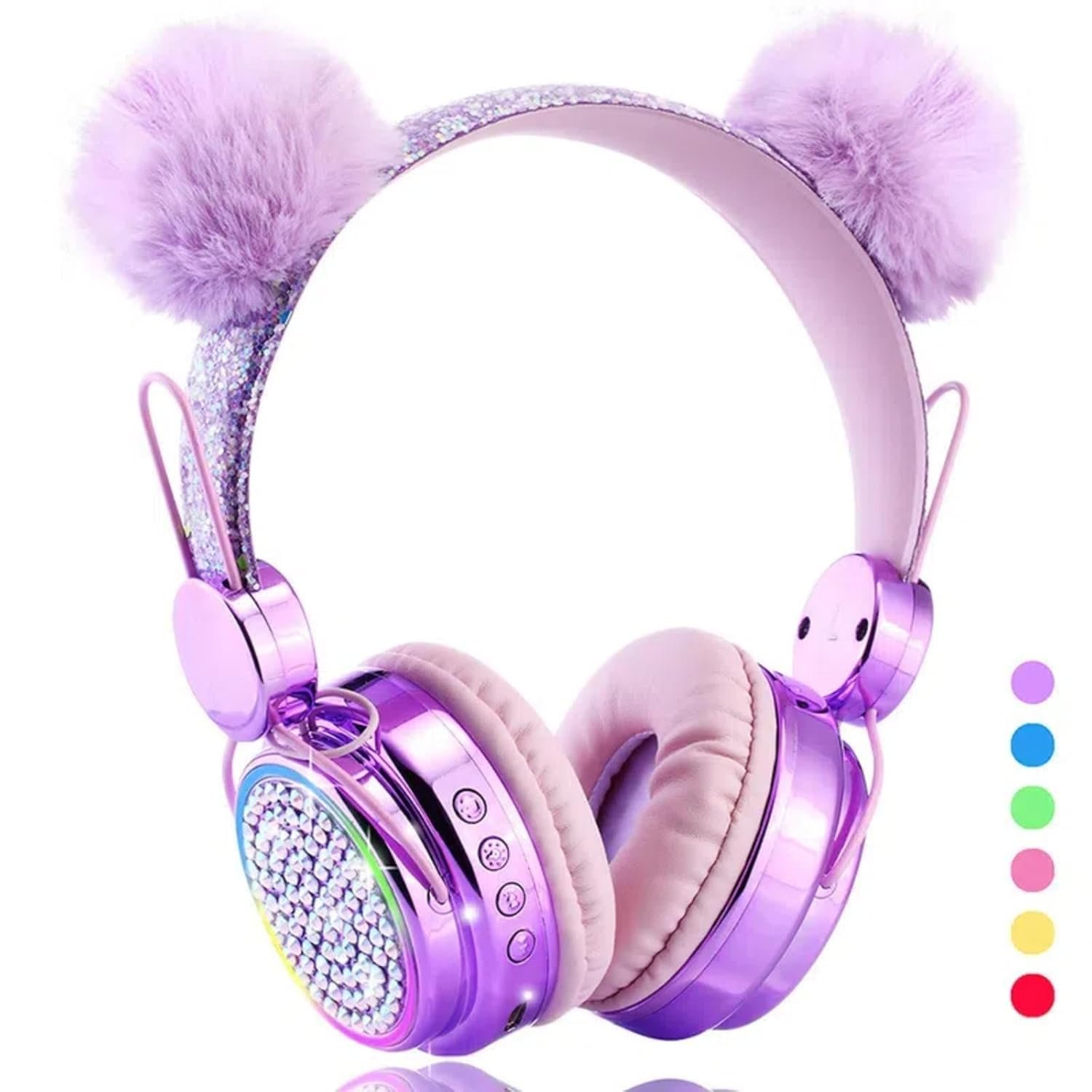 Kids Headphones Wireless Bluetooth 5.3 Colorful LED Lights Over-Ear 85dB Volume Limited Girls Headphones for Children/Teens/Gift/School/Tablet/Travel (Purple) - Image 2