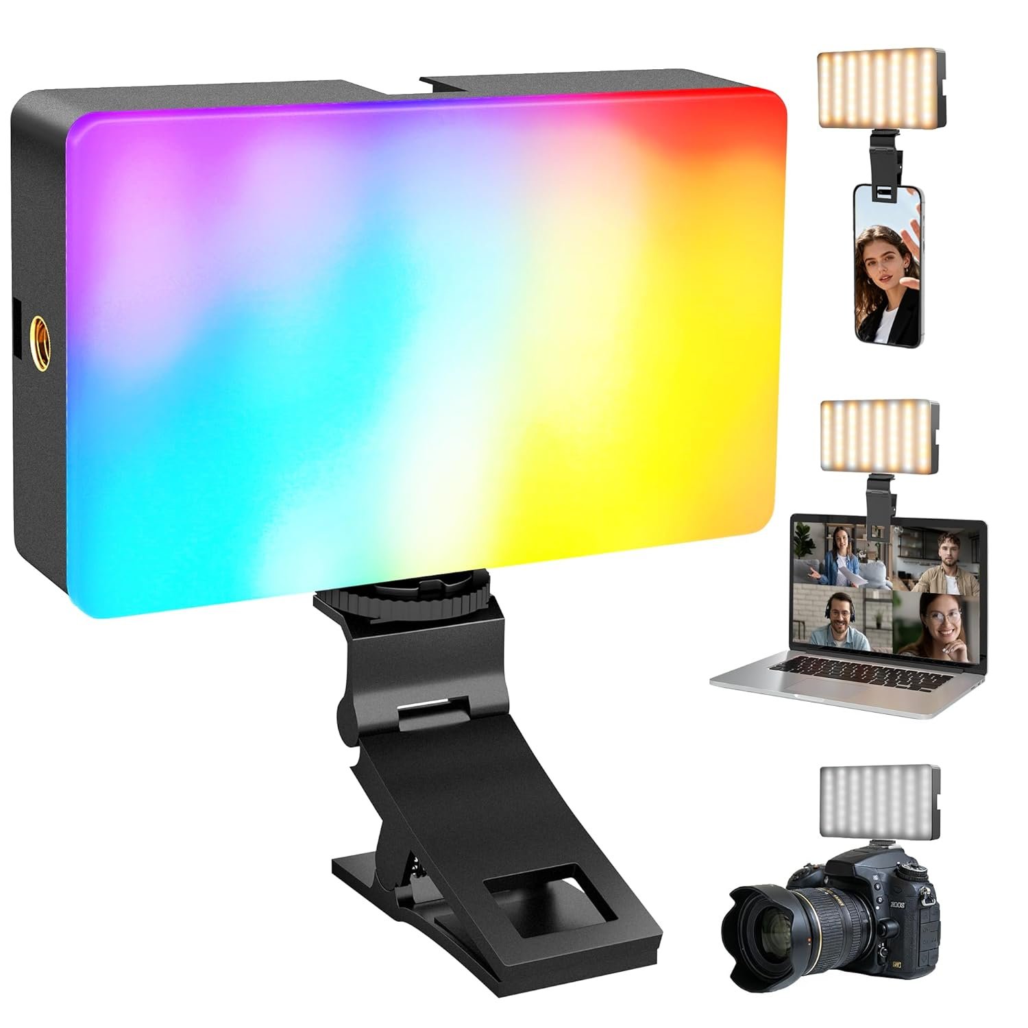 NiceVeedi RGB Selfie Light, 138 LED Beads Bi-Color Camera Light with Cold Shoe, 1/4” and Clip, 360° Full Color Photography Lighting, CRI95+/180 Minutes Runtime Video Light for Video Recording/DSLR - Image 2