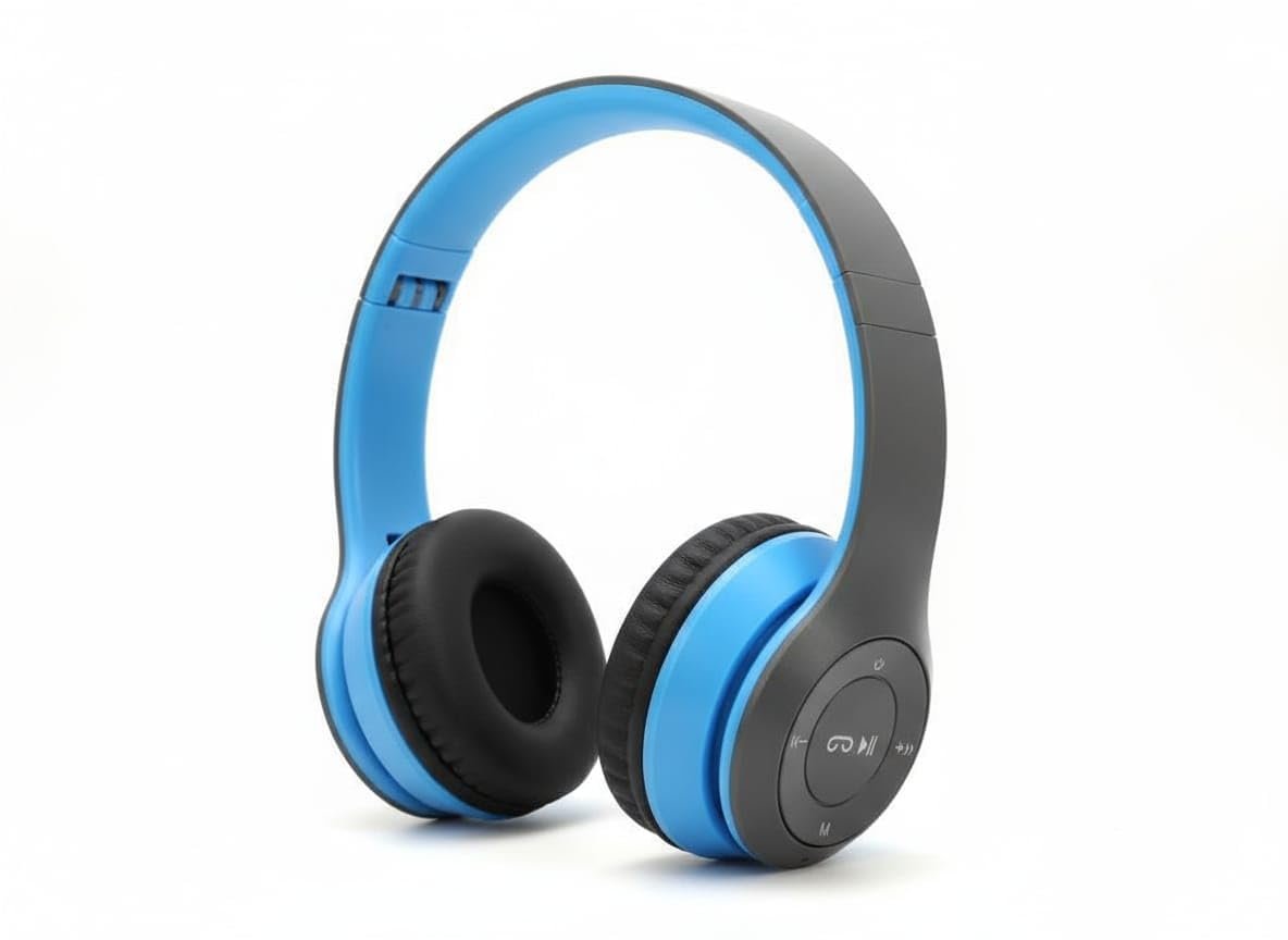 P47 Wireless Bluetooth Headphones with Deep Bass Sound,Comfortable Cushioned Earpads for Music and Calls (Blue) - Image 2