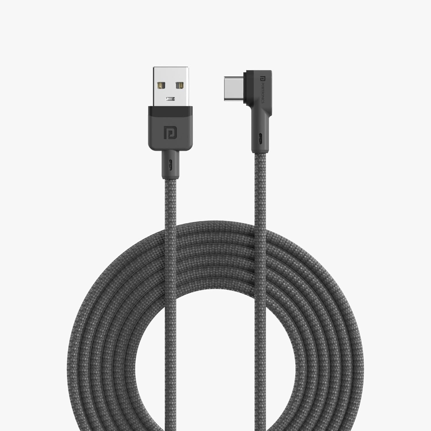 Portronics Konnect L Fast Charging 3A Type-C Cable 2 Meter with Charge & Sync Function for All Type-C Devices (Grey) - Image 2