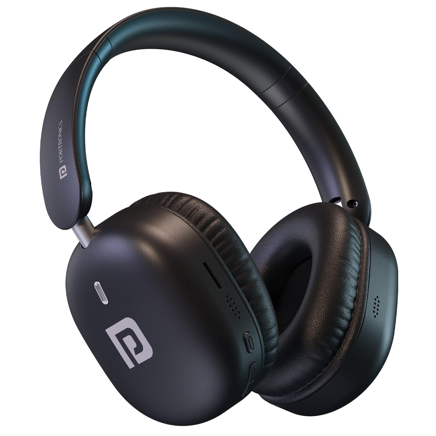 Portronics Muffs M6 Over Ear Wireless Bluetooth Headphone with Upto 40 Hours Playtime, Dual Pairing, 40mm Driver, HD Mic, Bluetooth 5.4V, Foldable Design, Type C Fast Charging (Black) - Image 2