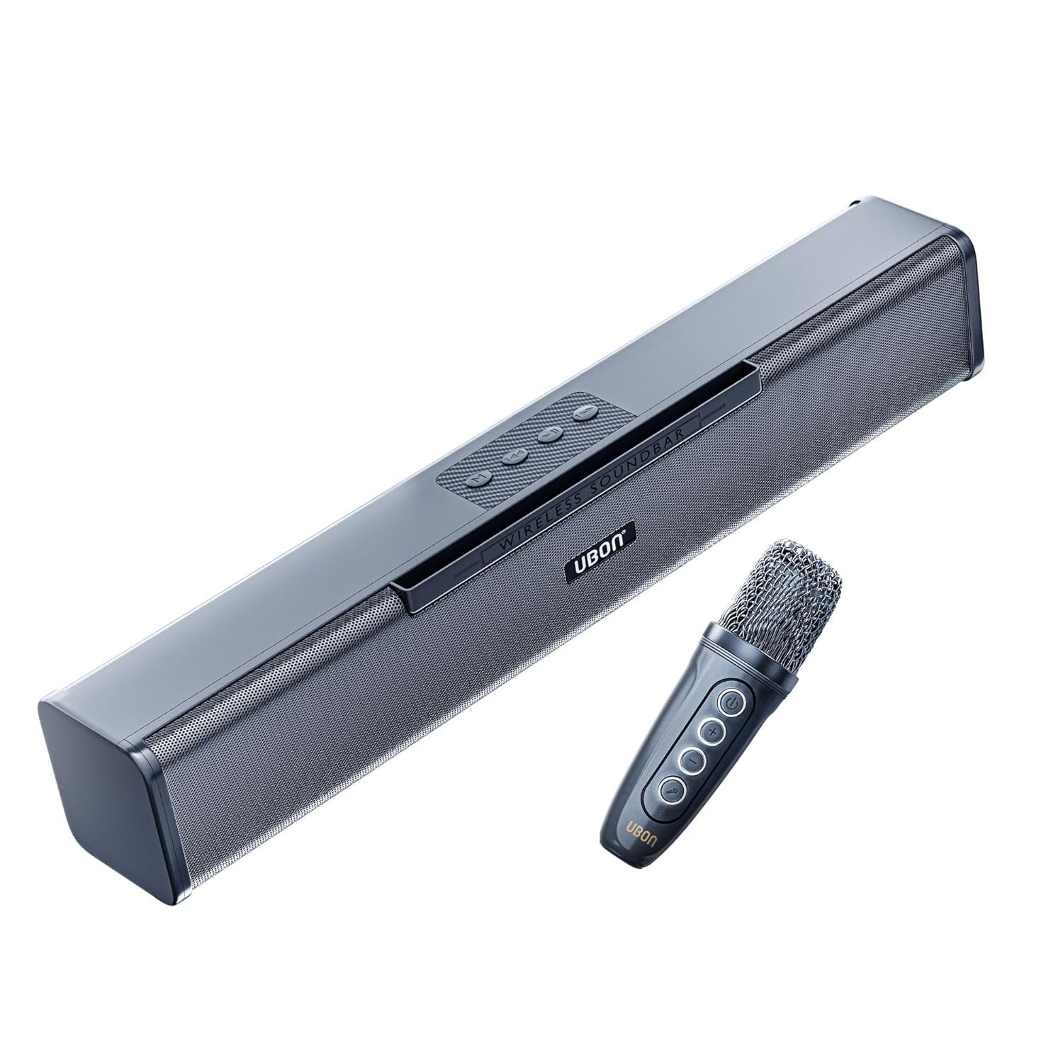UBON Thunder SP90 Wireless Sounbar with Voice Changer Mic, 16 W Powerfull Sound Output, Built in Mobile Holder, 10HRS Playtime, Bluetooth Sound Bar, Soundbar Speaker (Black) - Image 2