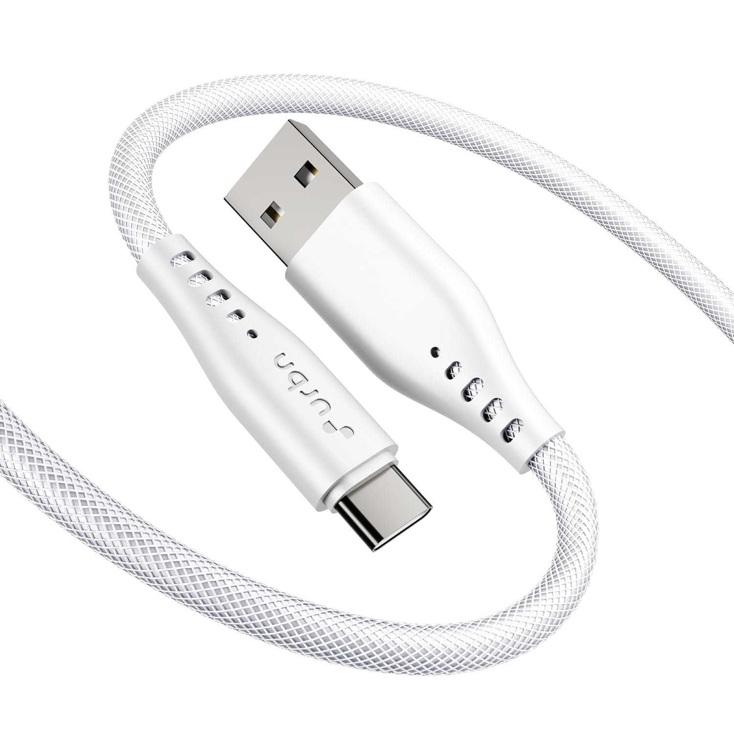 URBN Flow Cord 25W Super Fast Charging Cable | USB-A to Type C | Supports Apple Car Play & Android Auto| Super Fast Charging and Data Transfer | Nylon Braided 1.5 Meter | 6 Months Warranty (White) - Image 2