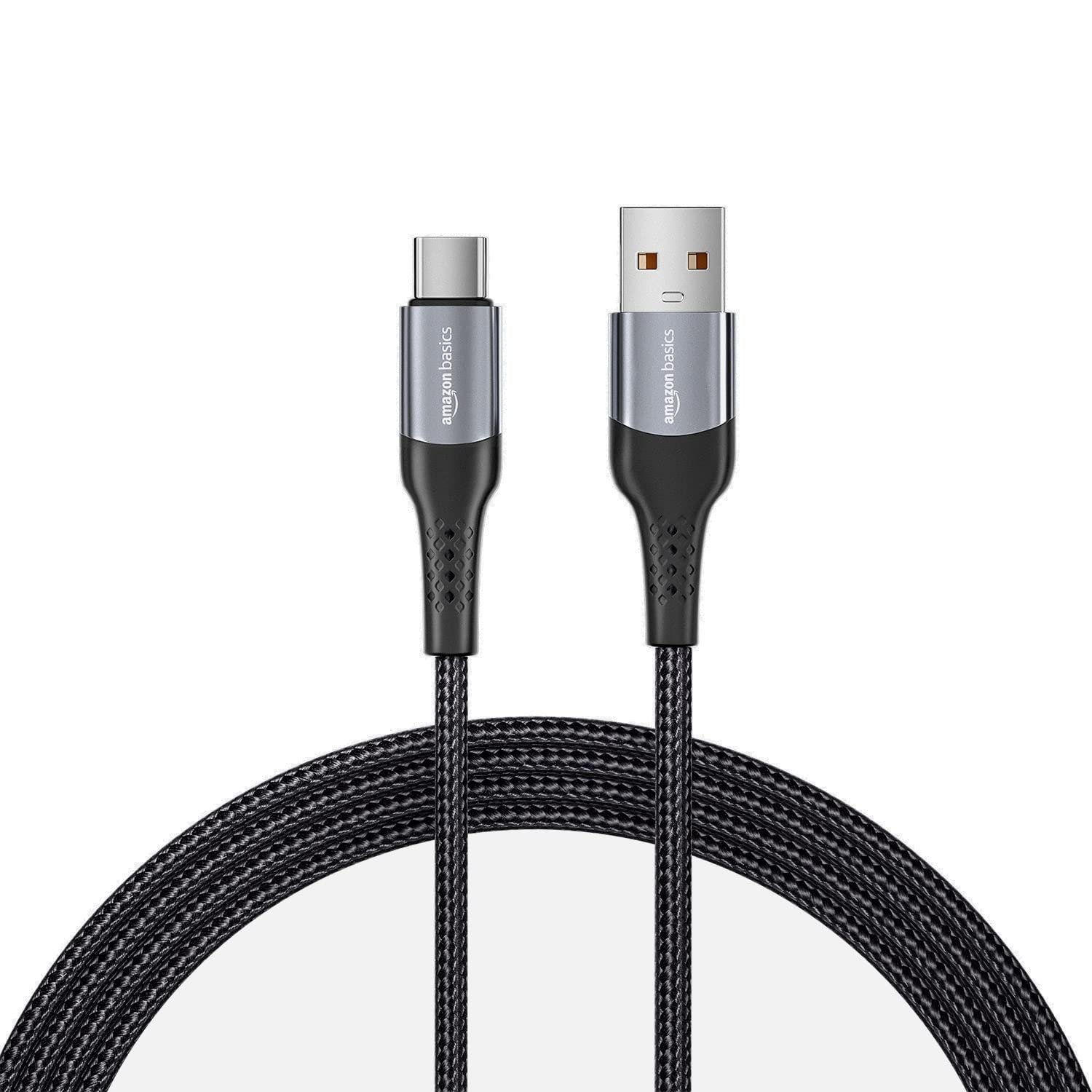 amazon basics Braided 3A Usb A To Usb Type C Fast Charging Usb Cable For Smartphone (Black, White 1.2M) - Image 2