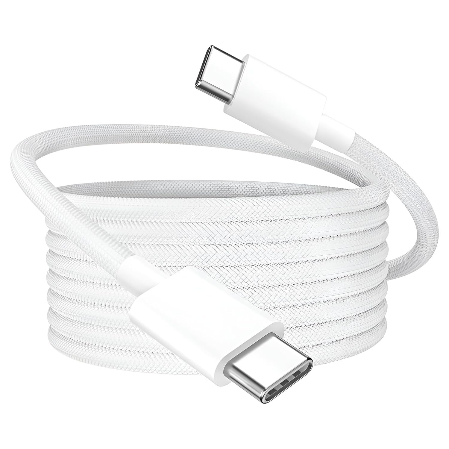 iPhone 15 USB C Charger Cable, Fast Charge Type C to Type C Charging Nylon Braided Cord Wire for Apple15/15 Plus/15 Pro Max, Ipad Pro, MacBook, Samsung S24 ultra/S23 Ultra/S22/S23 Fe 5G, White - Image 2