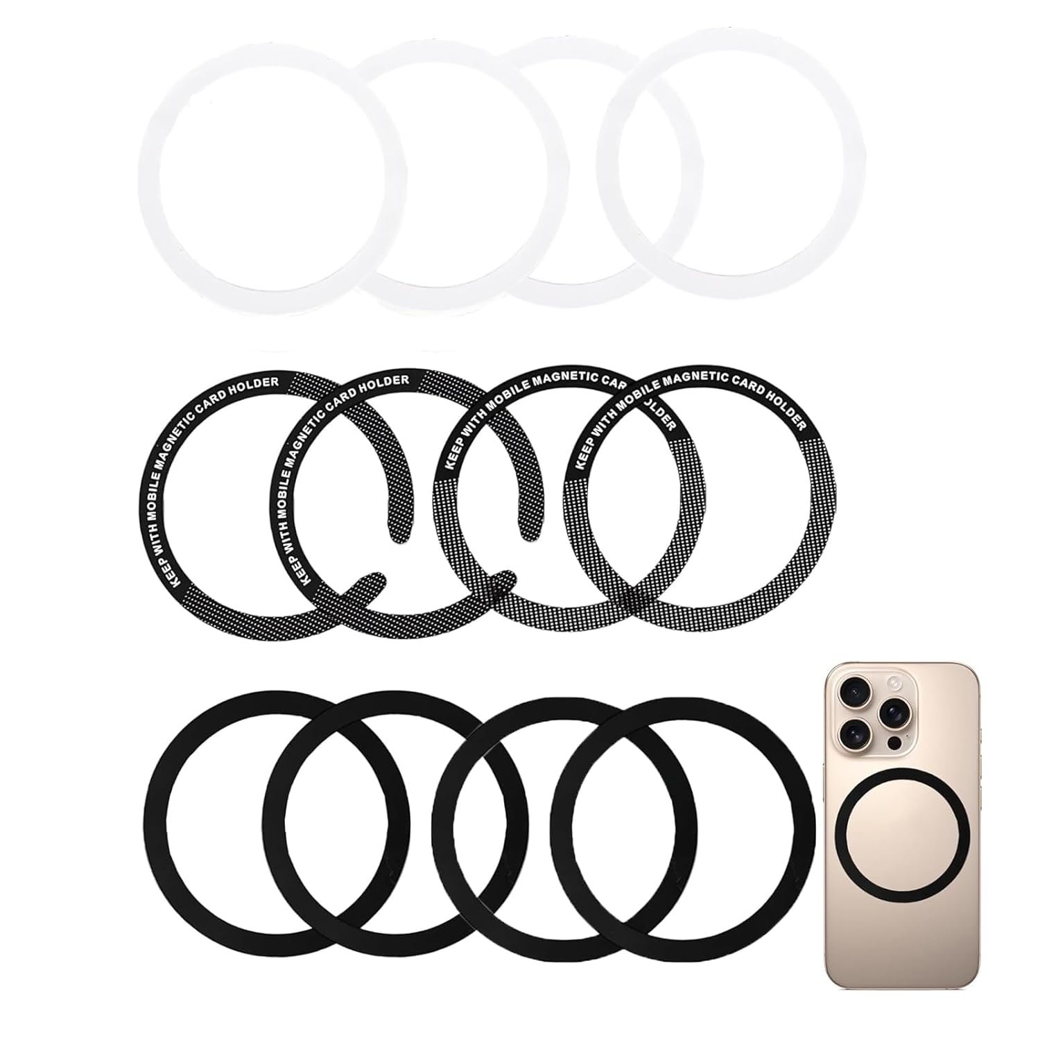 12Pcs Universal Wireless Charging Pads for Smartphones, Mobile Phone Accessories, Connection Ring Sets, Extremely Strong Adhesion(Magnetic Connection Rings, Non-Magnetic) - Image 2