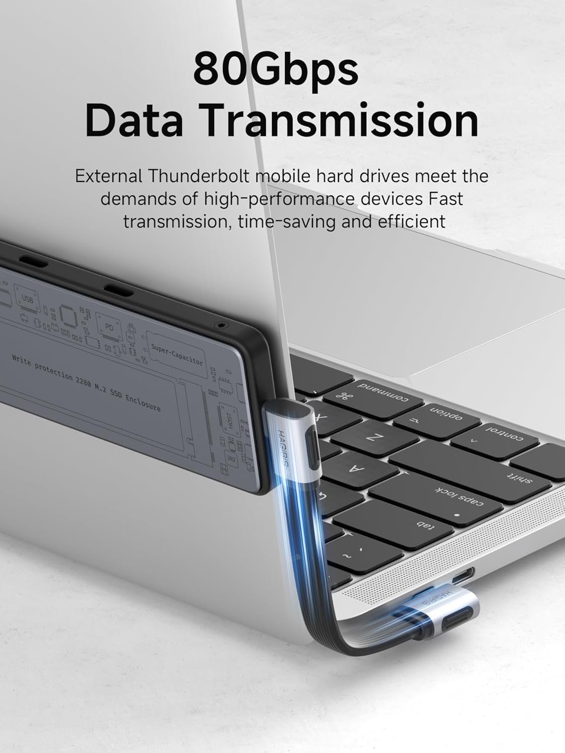 Hagibis USB4 Cable, 80Gbps Data Transfer, 8K@60Hz Video Display, 240W Fast Charging USB-C Cable, USB 4 V2.0 for iPhone 16 15 Pro Max, iPad, Thunderbolt 5/4, External SSD (10cm) - Image 3