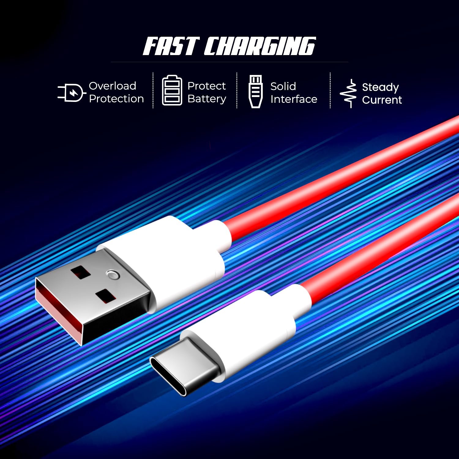 80W Fast Charging USB A to Type C Cable, SuperVooc/Warp/Dash/PD Charger & Data Sync Cord, Rapid Charge, Durable Braided Build, Universal USB-C Devices.(1M) - Image 6