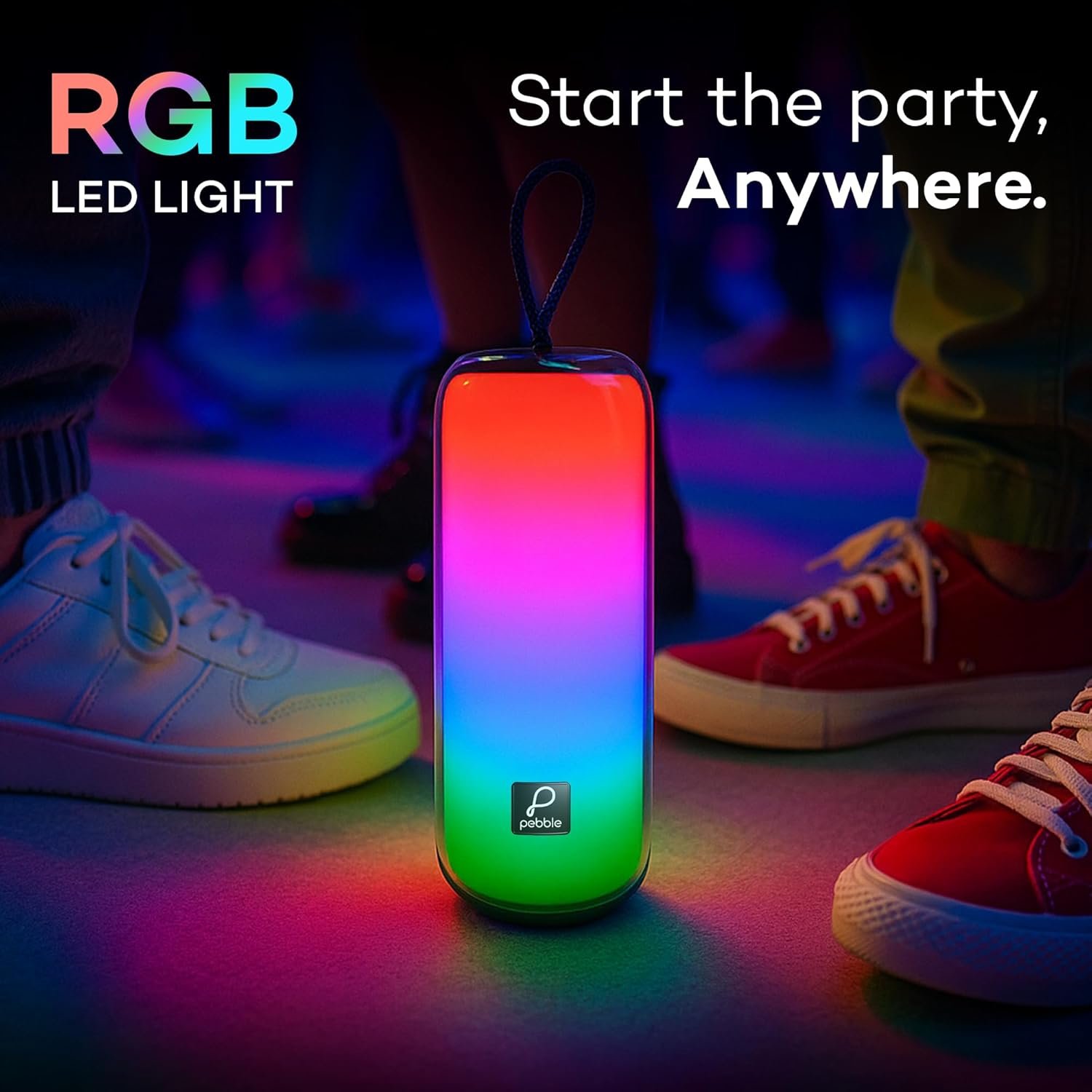 Pebble Newly Launched Photon 16W Bluetooth Speaker with RGB Lights, Dual 8W Drivers, 2400mAh Battery, FM Radio, TF Card, USB, and AUX, Premium Fabric Design - Black - Image 4