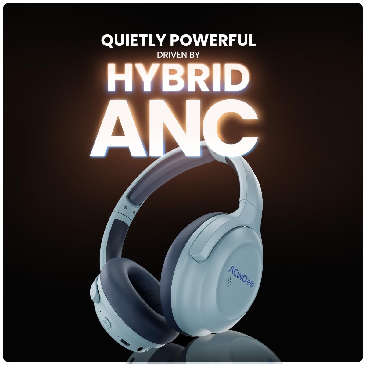 ACwO Twister 717 | Hybrid ANC up to 38dB | X- Fidelity Acoustics | Bass BooMX™ 40mm Drivers | Dual EQ Modes: Gaming & Cinematic | Up to 55 Hours Music Playtime (ANC Off) - Steel Blue - Image 3