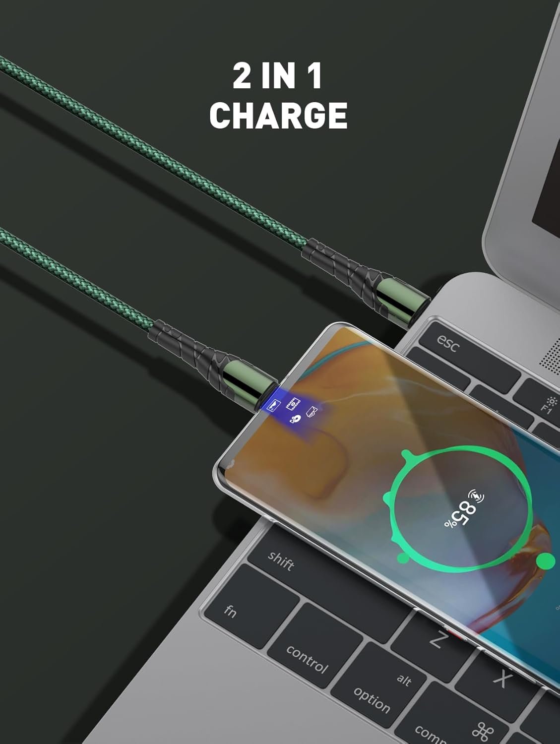Glassoloy Type C to Type C Cable, 1M PD 60W Fast Charging USB C Cable, 480Mbps Data Transfer Cable Nylon Braided C to C Type for iPhone 17/17 Pro/17 Pro Max/16/15, Galaxy S25/S24/S23, MacBook, iPad - Image 7