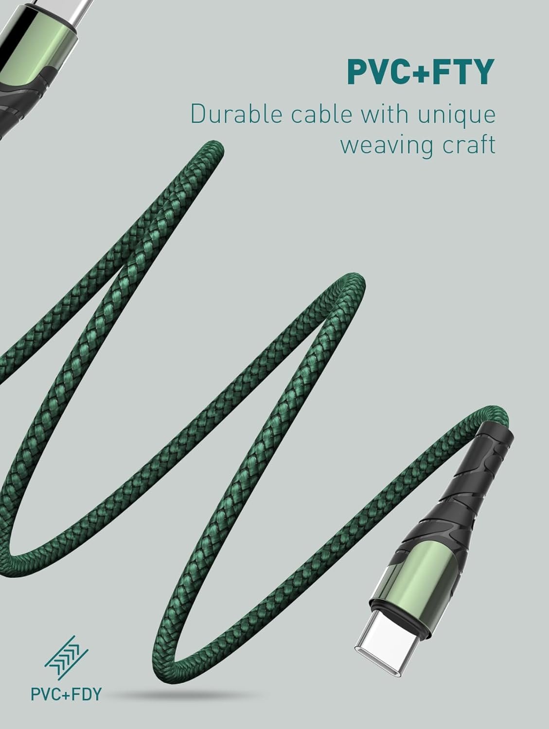 Glassoloy Type C to Type C Cable, 1M PD 60W Fast Charging USB C Cable, 480Mbps Data Transfer Cable Nylon Braided C to C Type for iPhone 17/17 Pro/17 Pro Max/16/15, Galaxy S25/S24/S23, MacBook, iPad - Image 8