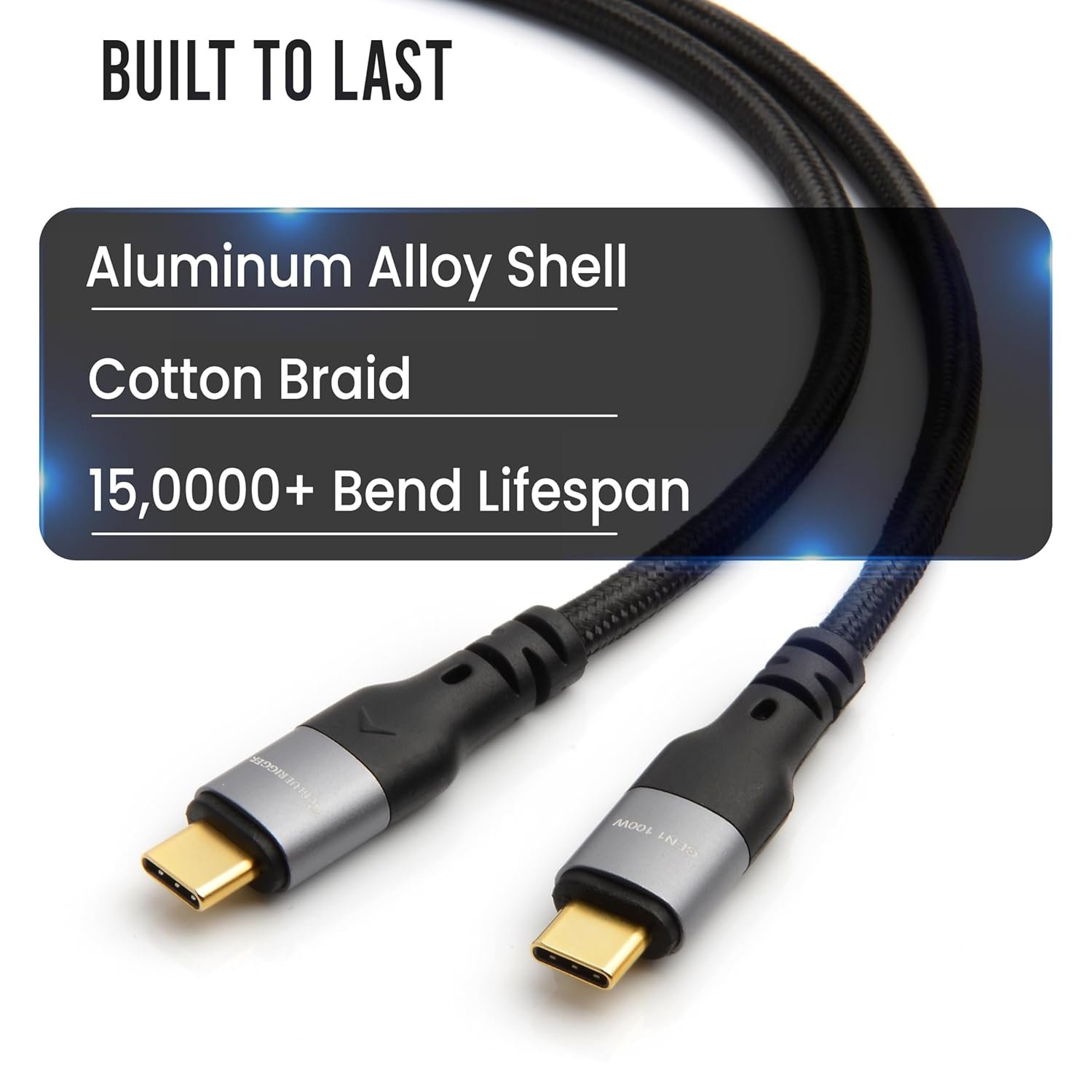 BlueRigger USB C Cable 3.3FT - (100W PD Fast Charging, Type C Cable, 5 Gbps Data Transfer, USB C Charger) - Compatible with Phone, Laptop, Monitor, Hub, Hard Drive - Image 5