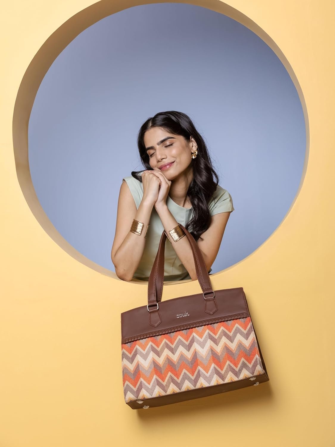 ZOUK Statement Business Bag | Jute | Vegan Leather Handcrafted Shoulder Bag Ideal For Office Use - Image 3