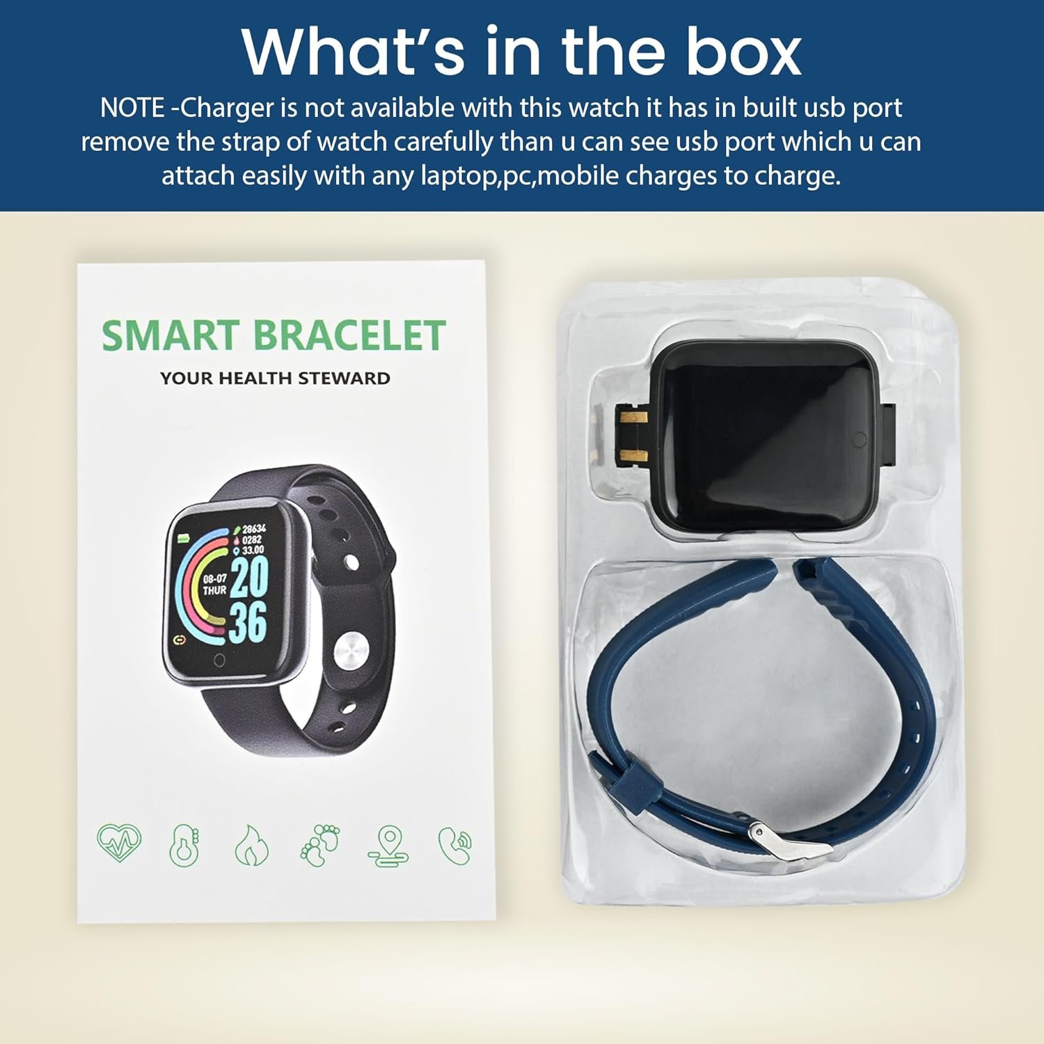 Bouncefit M I D116 Fitness Band Smart Watch for Men, Women, Boys, Girls, Kids – Single Touch Interface, Water Resistant, Workout Modes, Quick Charge Sports Smartwatch – Blue EE - Image 3