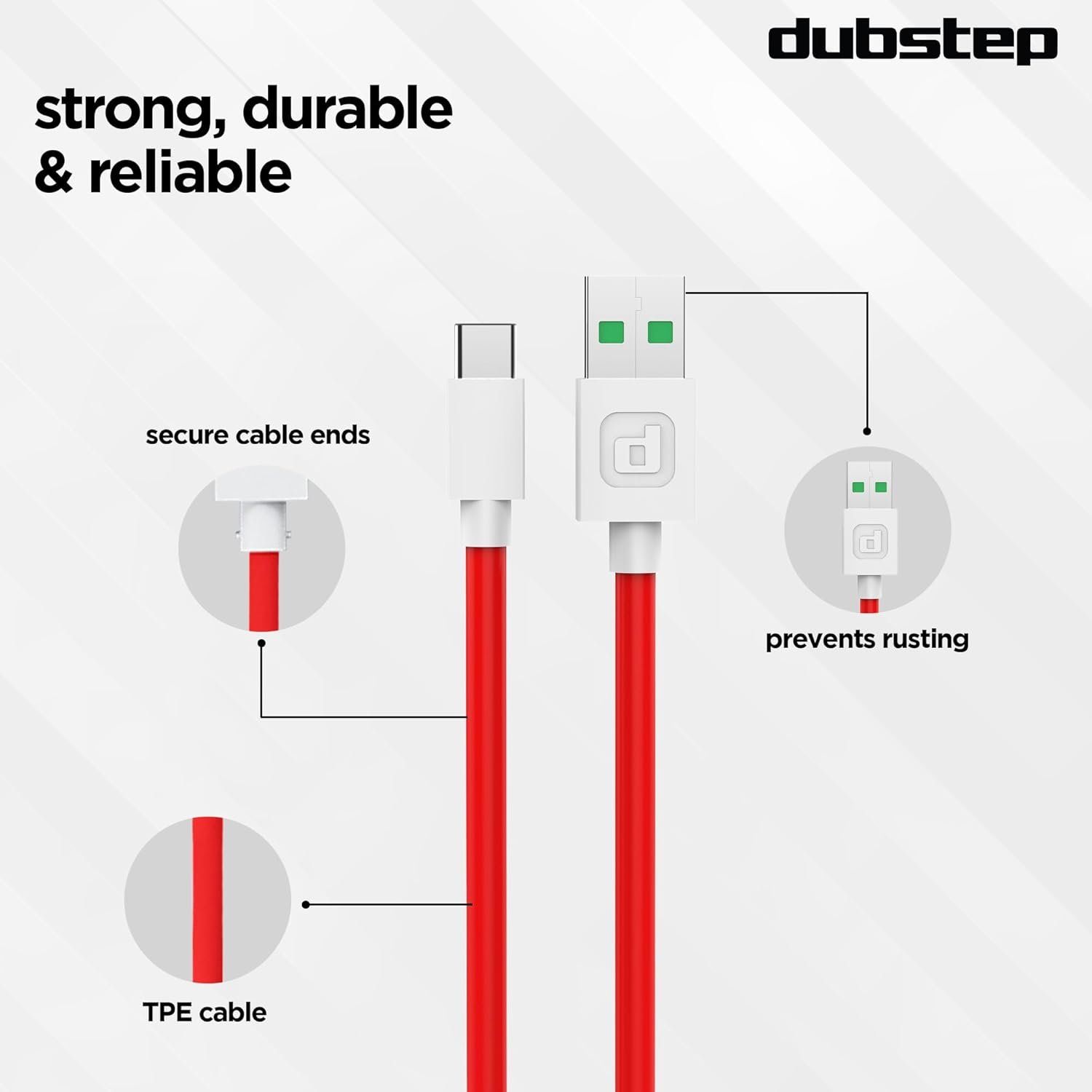 Dubstep Blaze Ultra 50W USB Type C Cable 3.5 A 1 m Supports All Fast Charging Technologies (Compatible with Mobile, Tablet, Laptop, Speakers, Red, One Cable) - Image 8