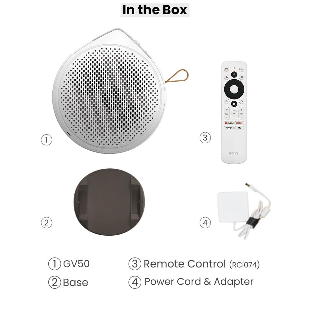 BenQ GV50 Laser Portable FHD Projector,Built-in Battery,Excellent Colors 92% REC709, 500ANSI Lumens bright,Upto 120inches Screensize,135° Projection,18W Speaker, builtin GoogleTV,WiFi,HDMI,USB-C,white - Image 8