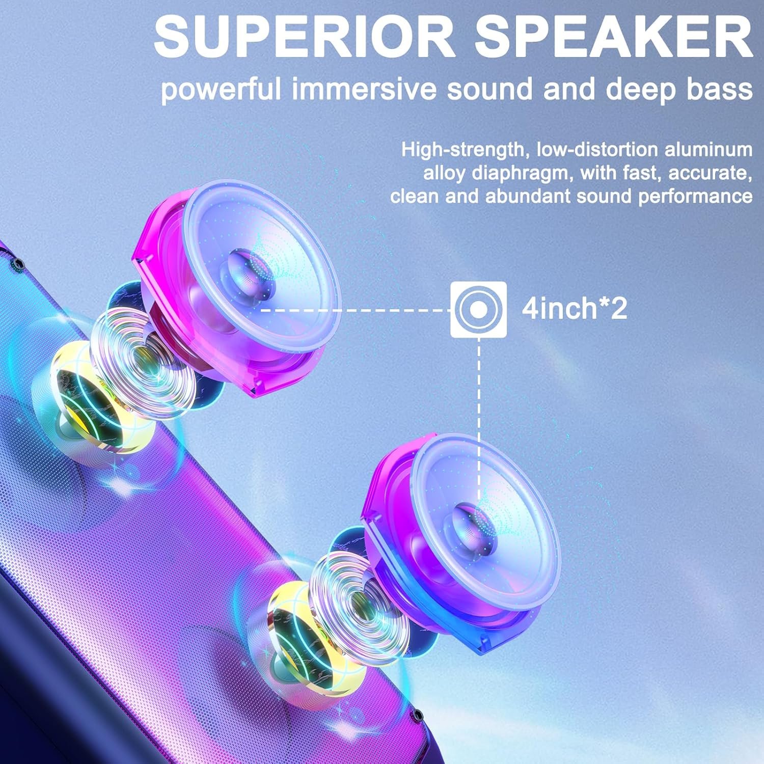 JYX Party DJ Speaker with Dual Mics, Upto 8h Playback, Portable Pop Karaoke Box with PA System & Subwoofers, 6.3mm Mic & Guitar Input, BT/USB/TF/TWS/AUX, Perfect for Home Parties,Stage (Black) - Image 3