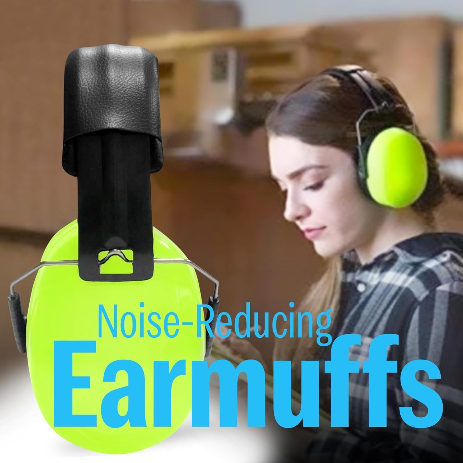 BDS Safety Premium Ear Muffs – NRR 26dB SNR 33dB Noise Reduction Headphones – Adjustable & Foldable Hearing Protection for Shooting, Construction, Studying, Sleeping (Neon Green) - Image 3